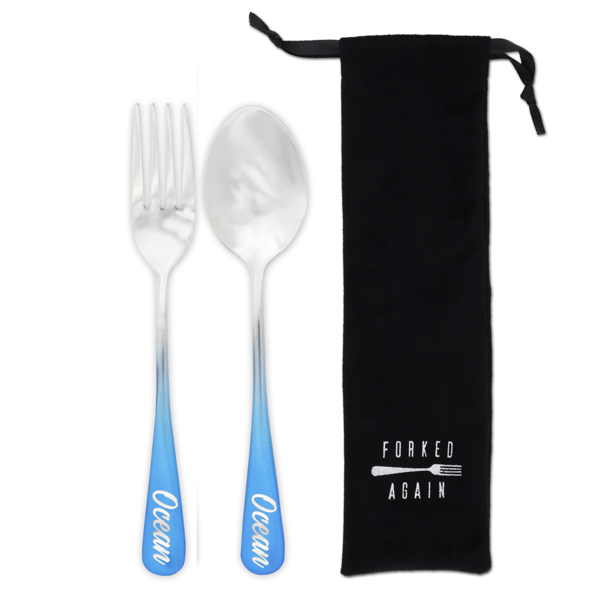 Perfect Pair Fork & Spoon Set (Glossy Blue Ombré)