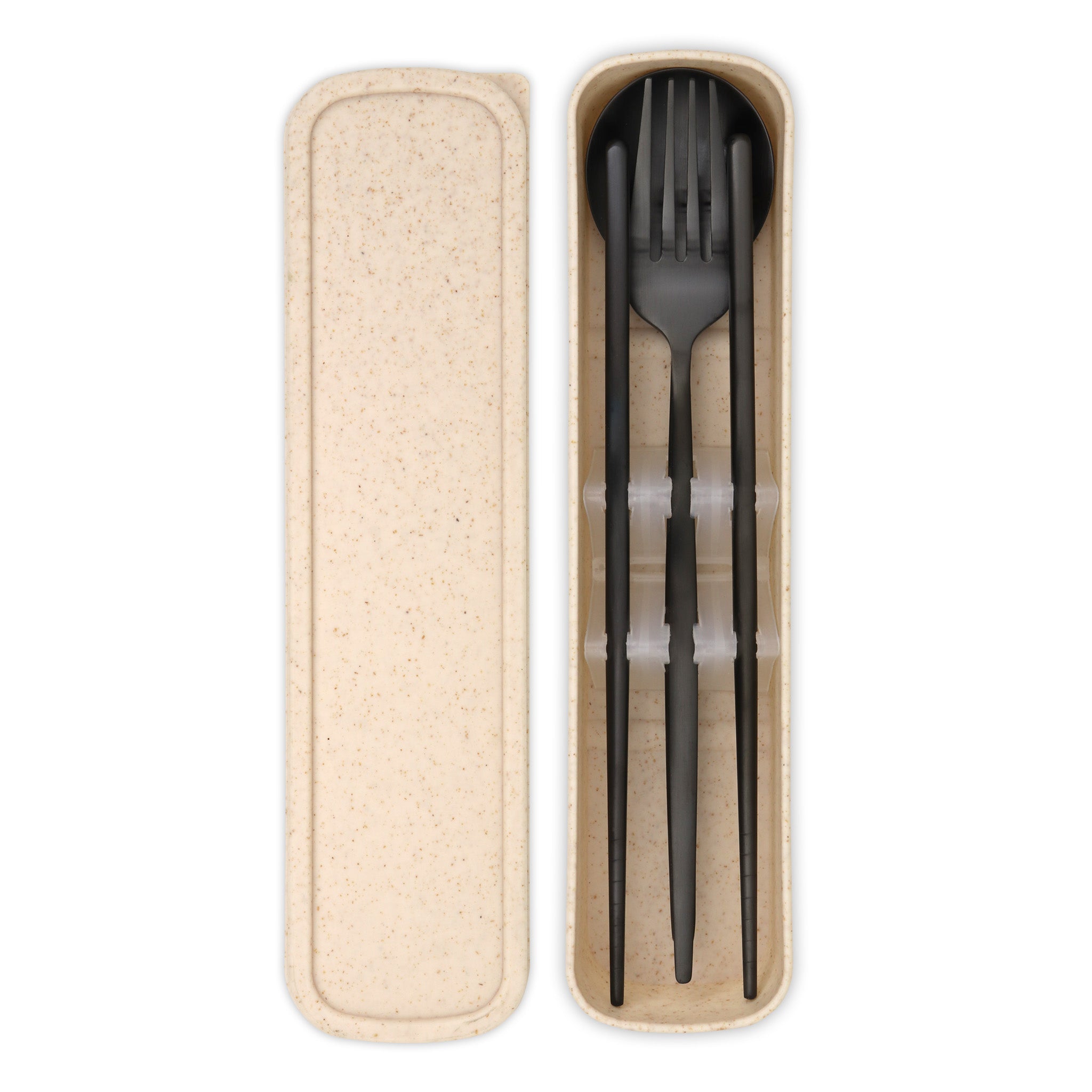Travel Cutlery Box Set w/ Chopsticks (Satin Black)