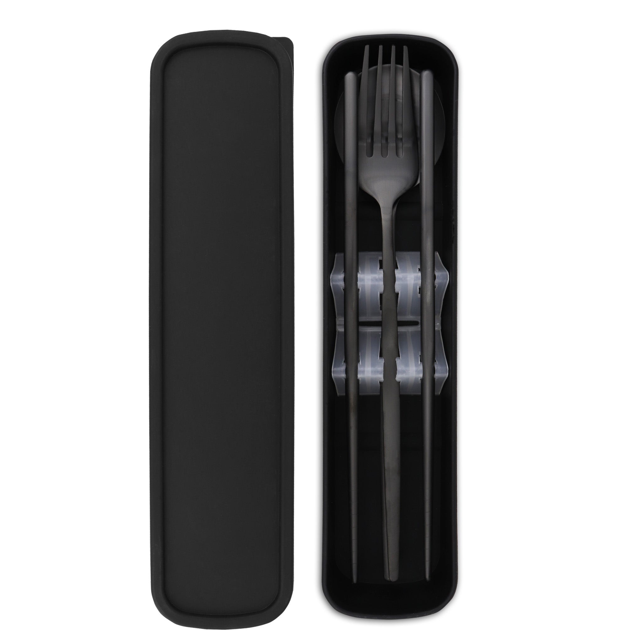 Travel Cutlery Box Set w/ Chopsticks (Satin Black)