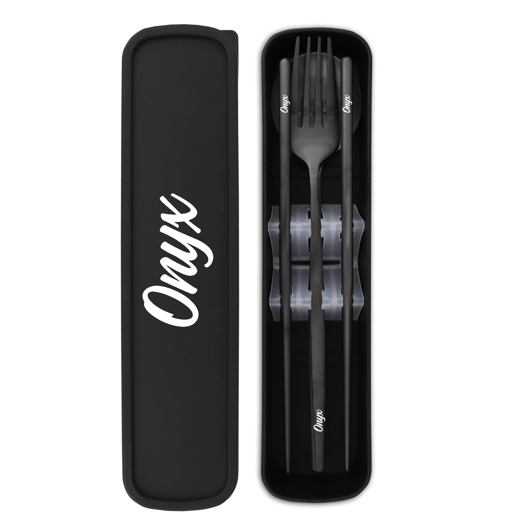 Travel Cutlery Box Set w/ Chopsticks (Satin Black)