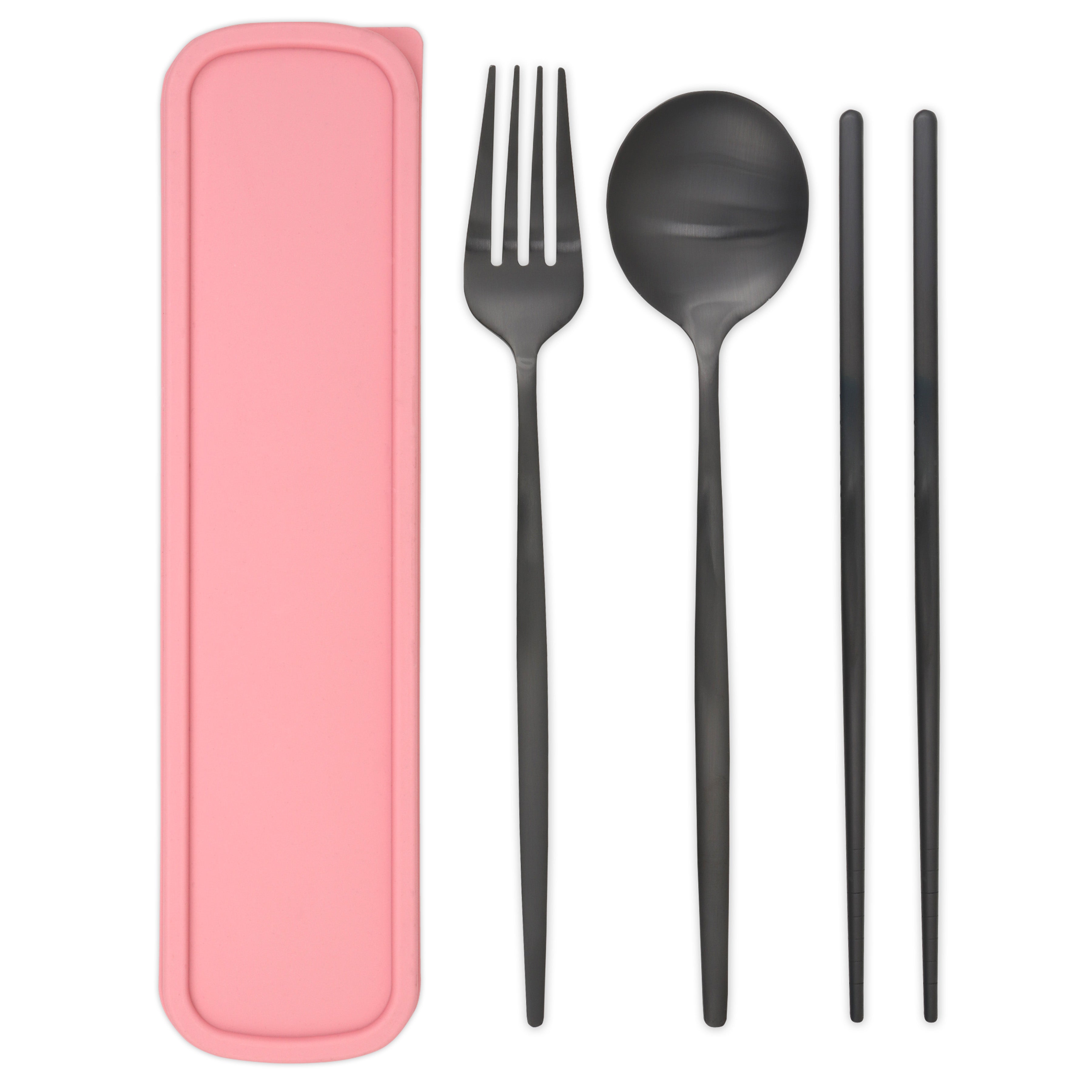 Travel Cutlery Box Set w/ Chopsticks (Satin Black)