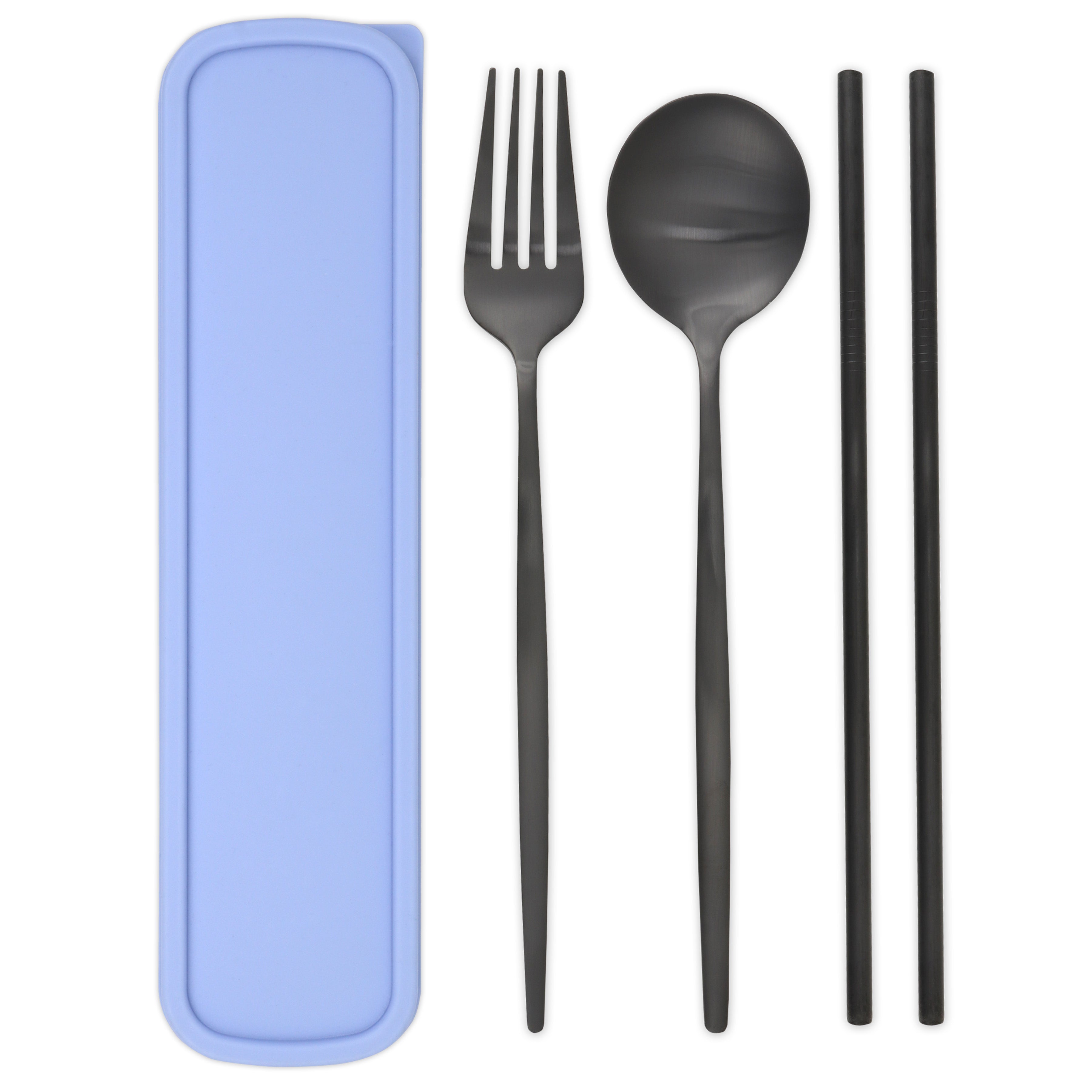 Travel Cutlery Box Set w/ Straws (Satin Black)