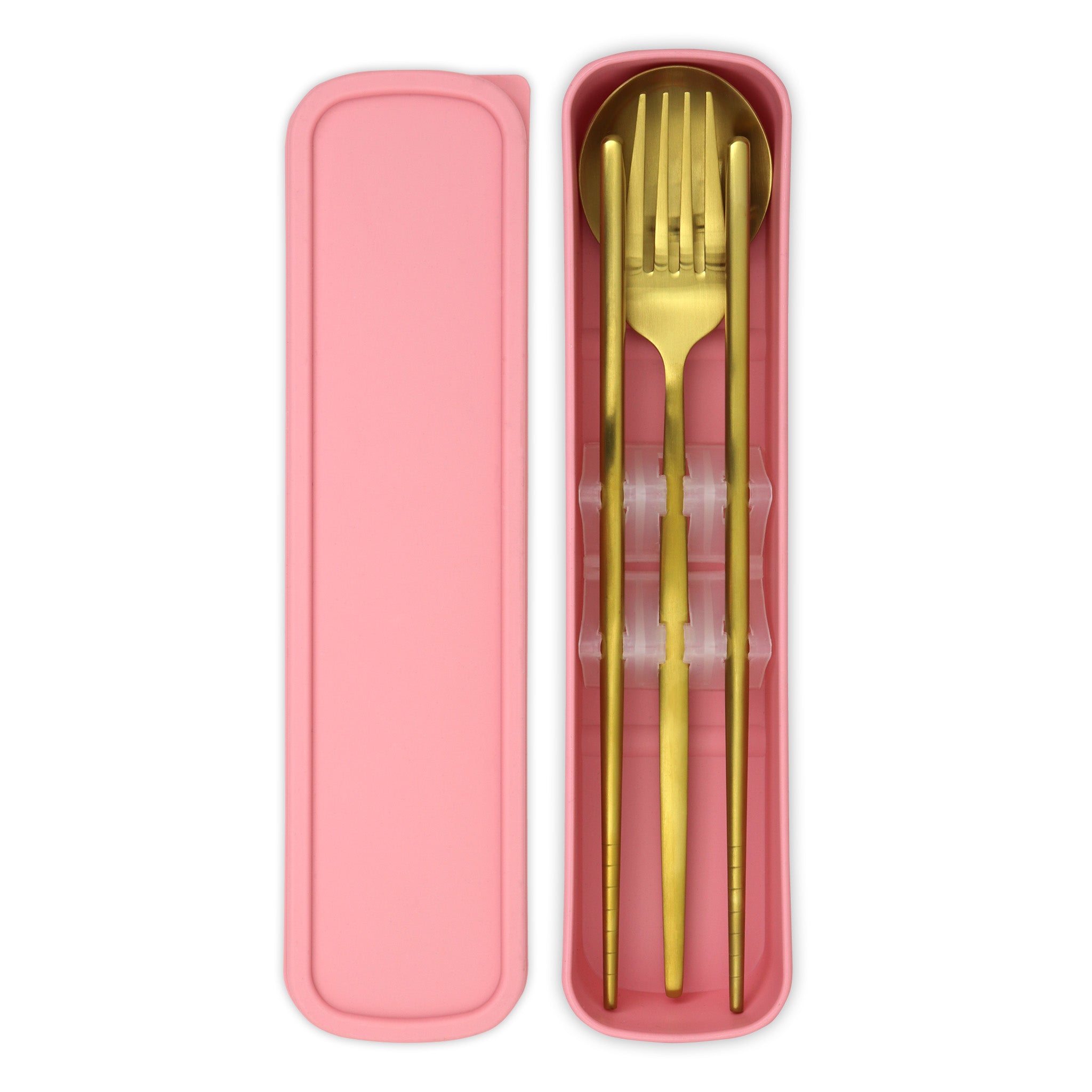 Travel Cutlery Box Set w/ Chopsticks (Satin Gold)