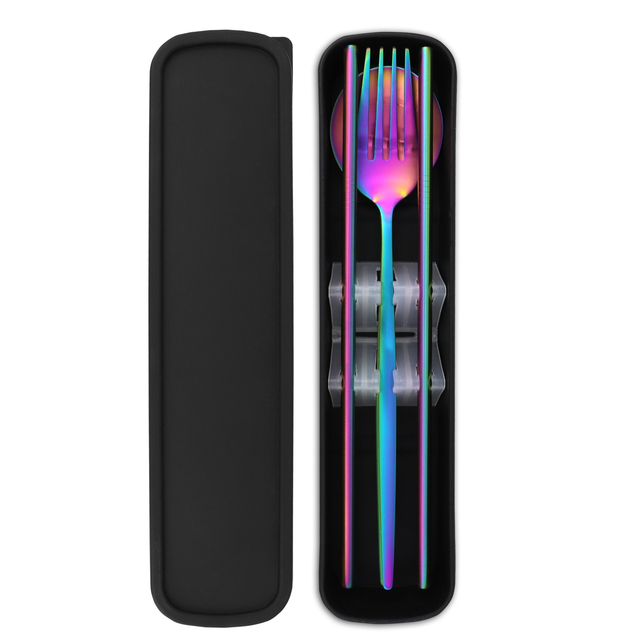 Travel Cutlery Box Set w/ Straws (Satin Rainbow)