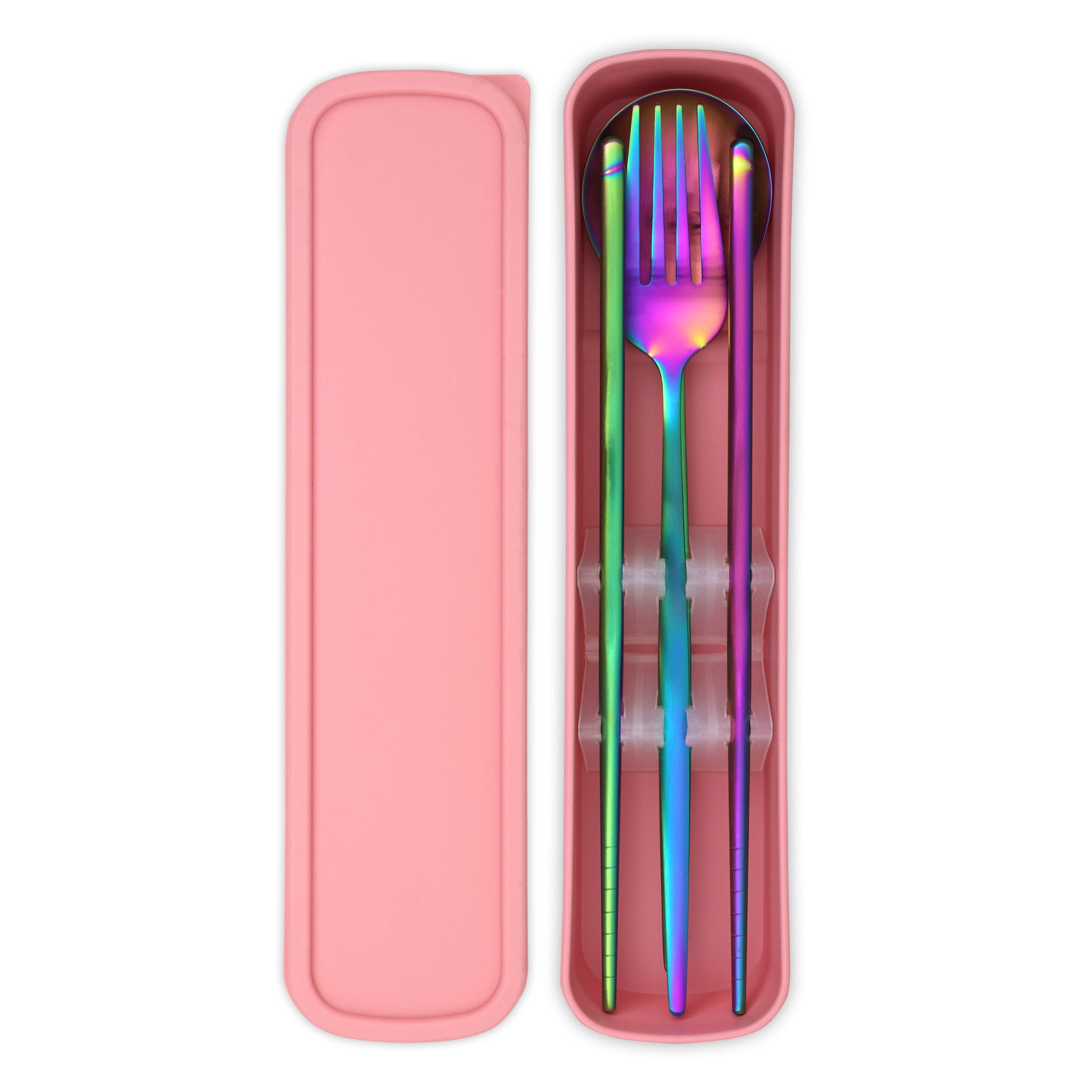 Travel Cutlery Box Set w/ Chopsticks (Satin Rainbow)