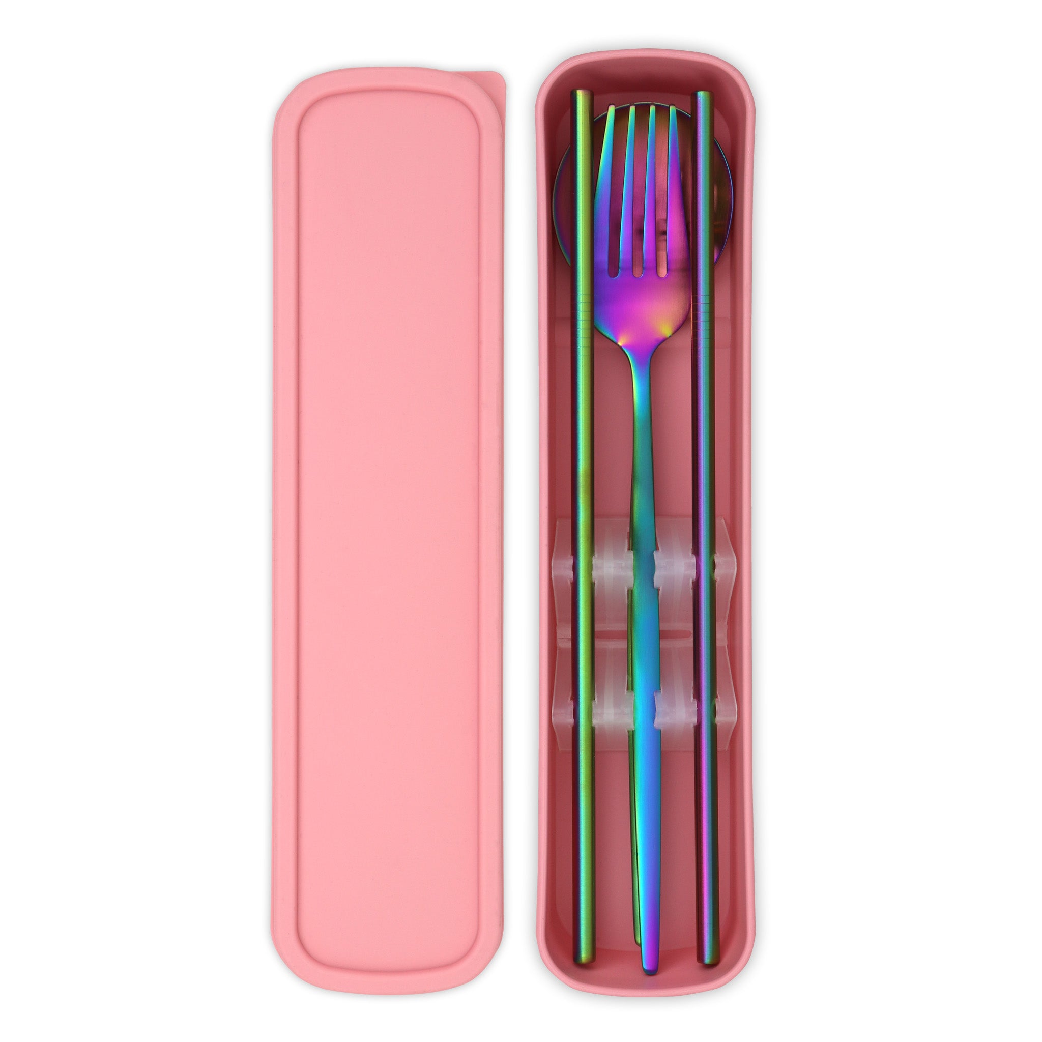 Travel Cutlery Box Set w/ Straws (Satin Rainbow)