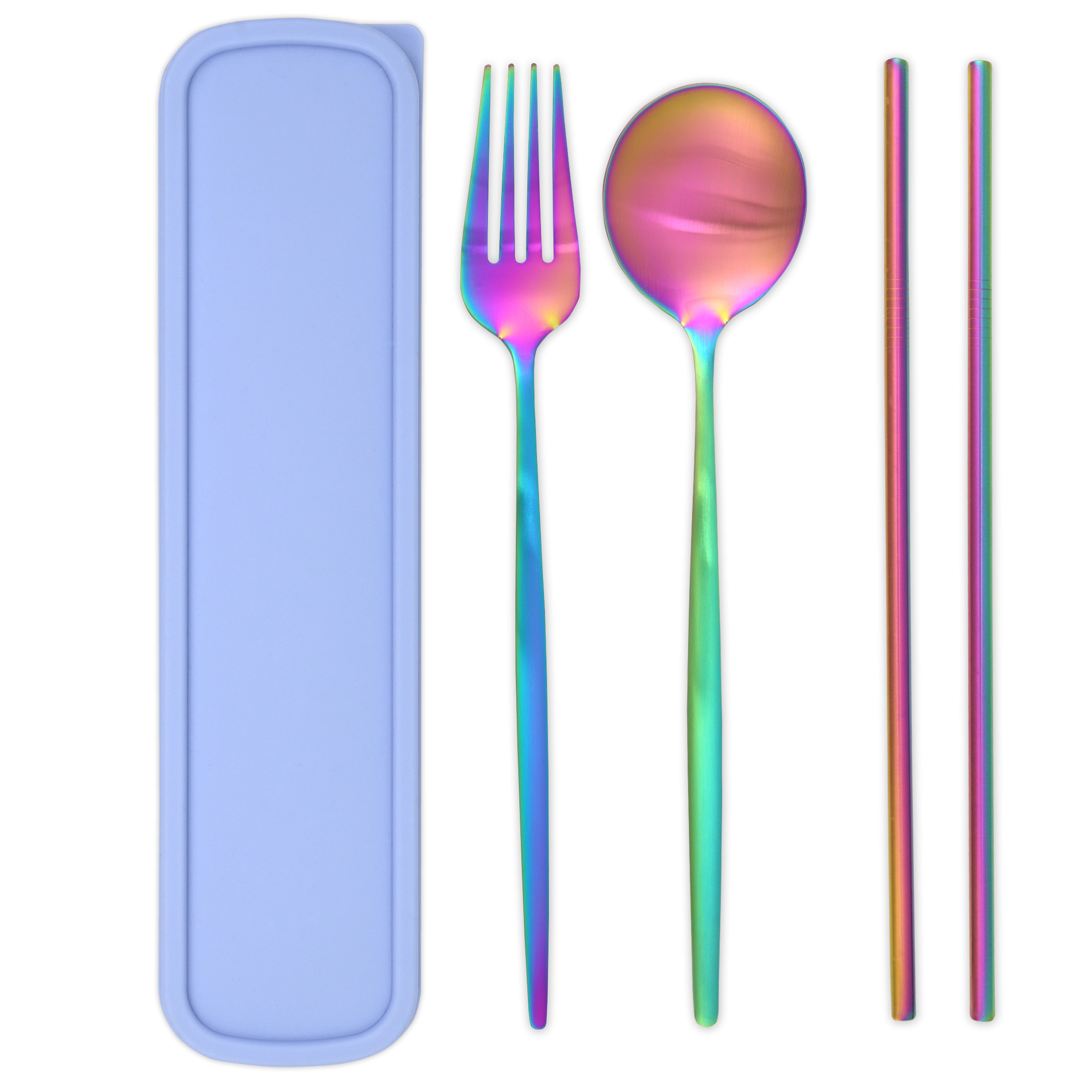 Travel Cutlery Box Set w/ Straws (Satin Rainbow)