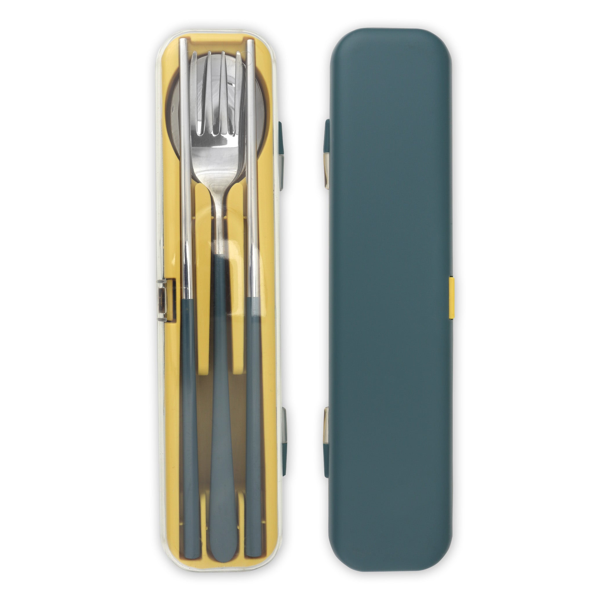 Travel Cutlery Box Set w/ Chopsticks (Teal)