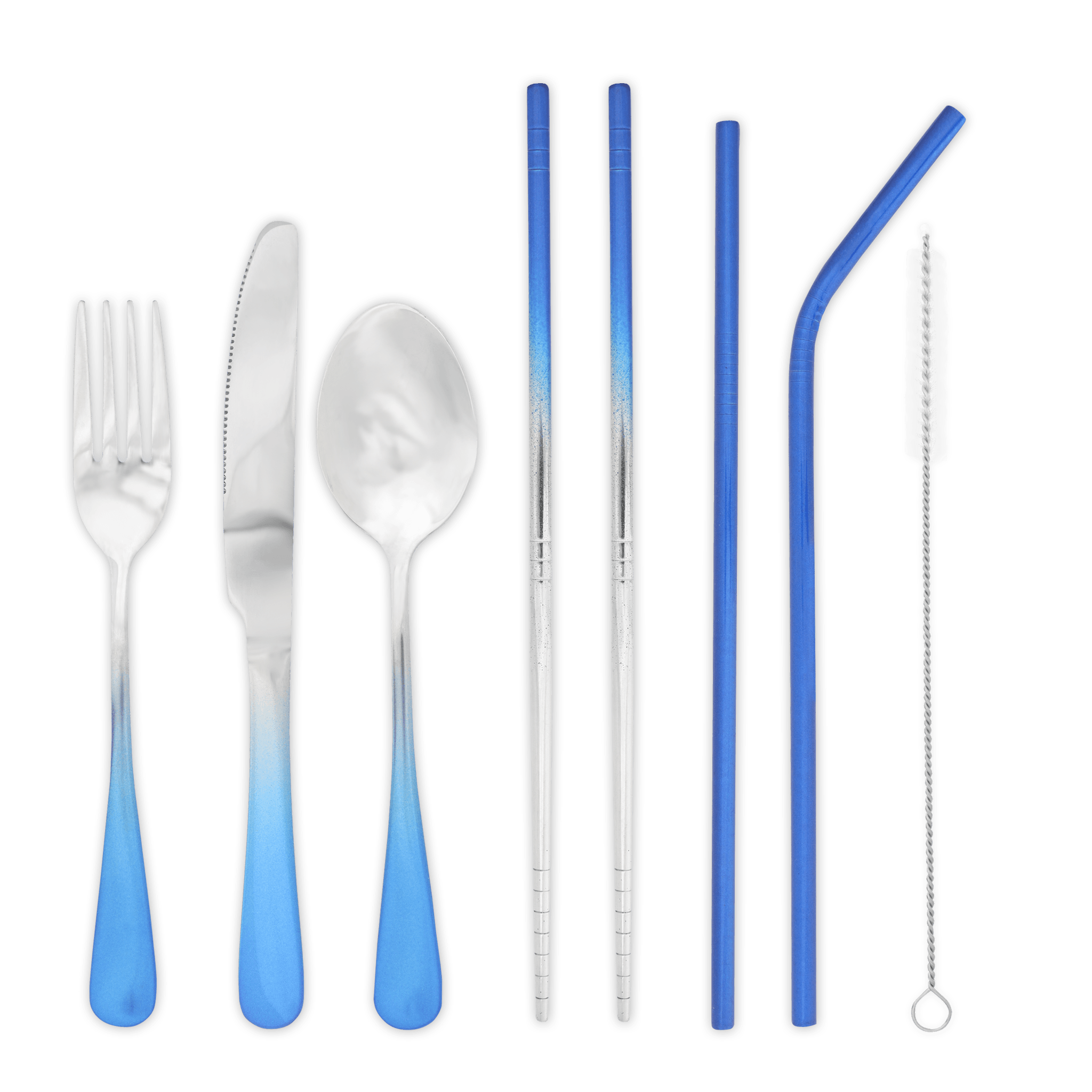 9-Piece Travel Flatware Set (Glossy Blue Ombre)