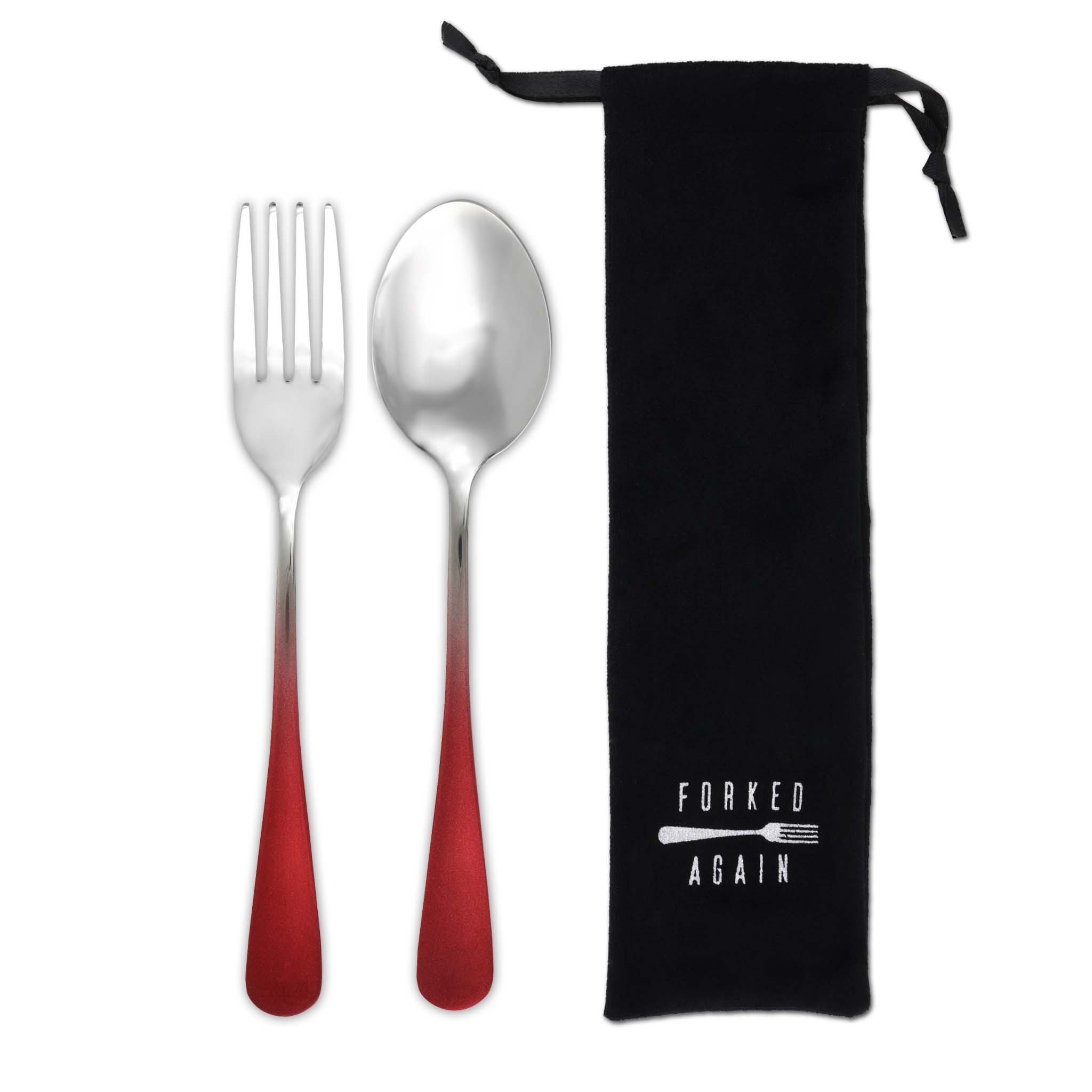 Perfect Pair Fork & Spoon Set (Glossy Red Ombré)