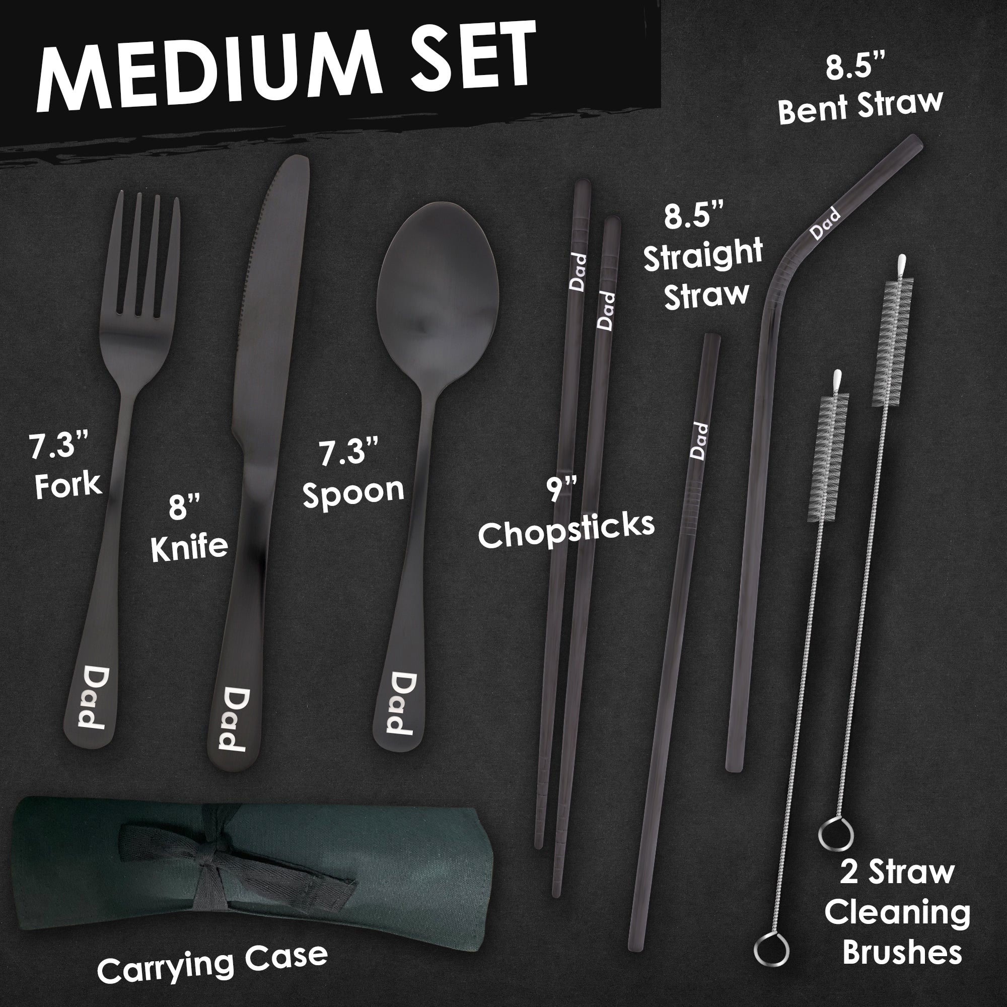 9-Piece Travel Flatware Set (Satin Black)