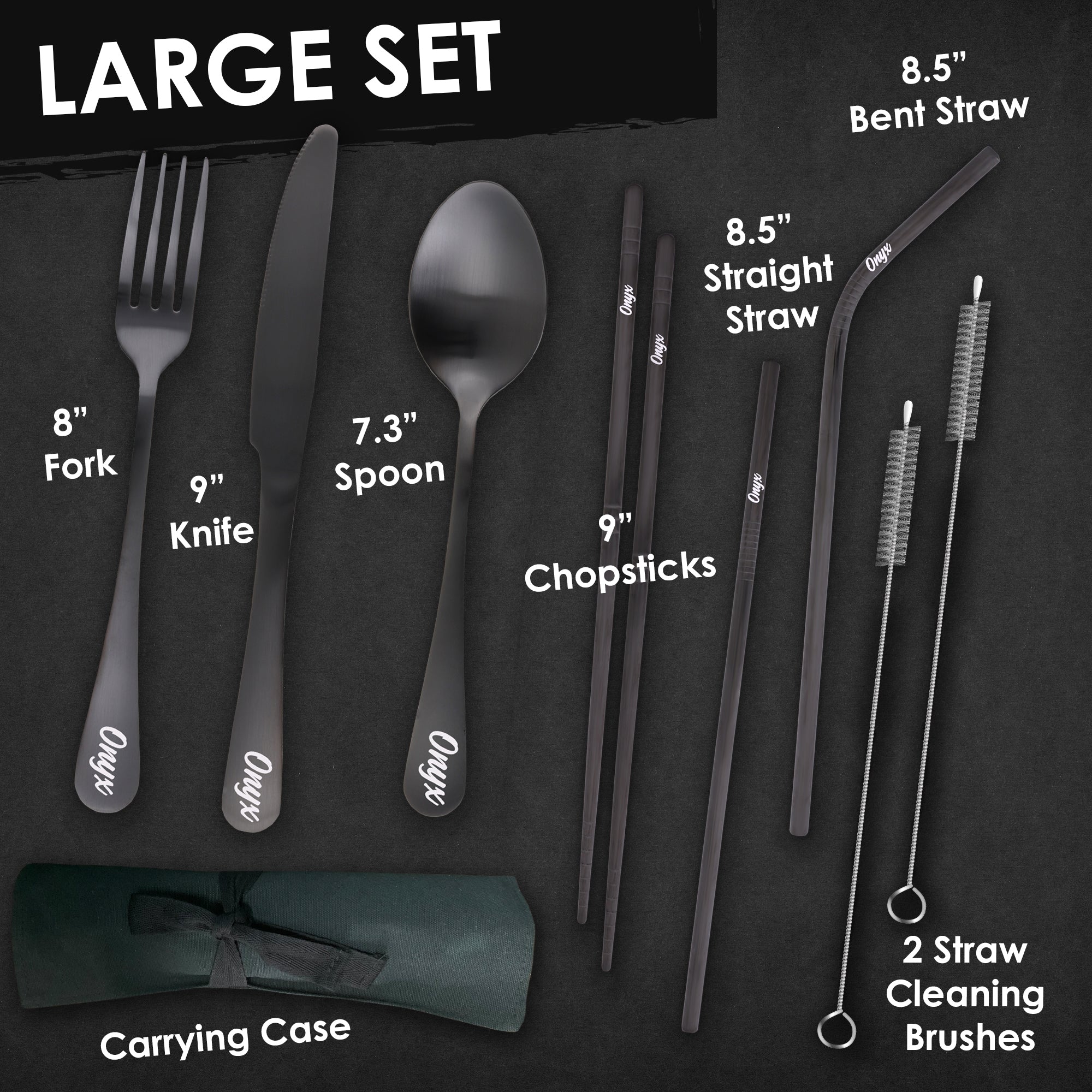 9-Piece Travel Flatware Set (Satin Black)