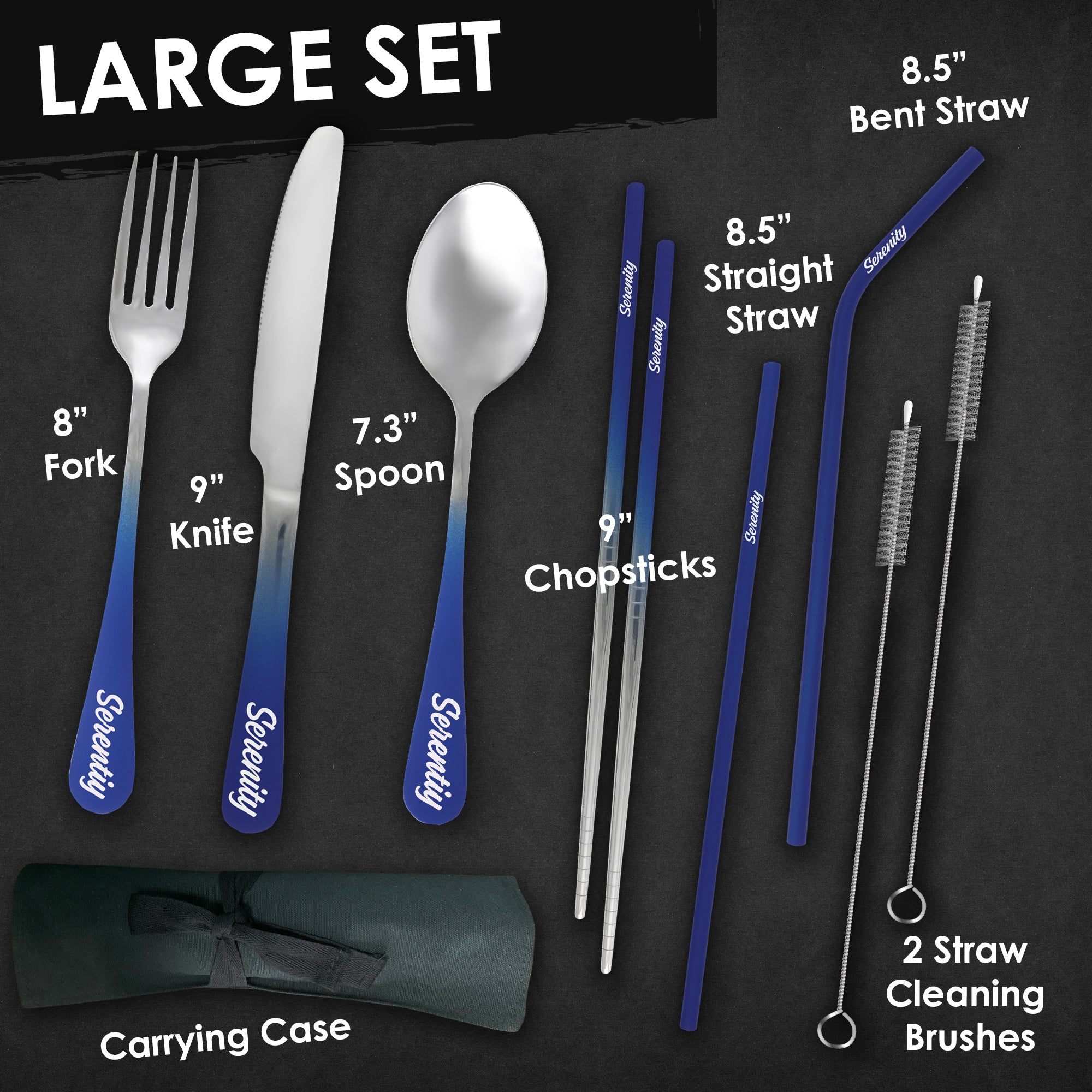 9-Piece Travel Flatware Set (Matte Navy Ombré)