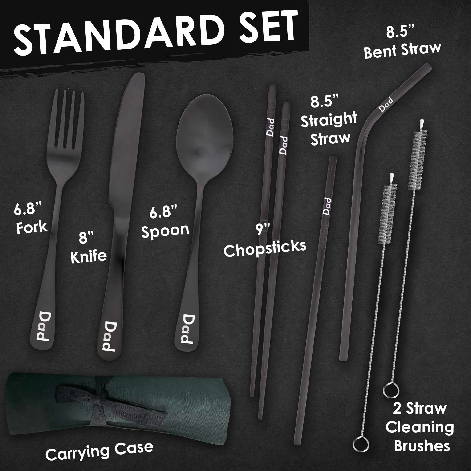 9-Piece Travel Flatware Set (Satin Black)