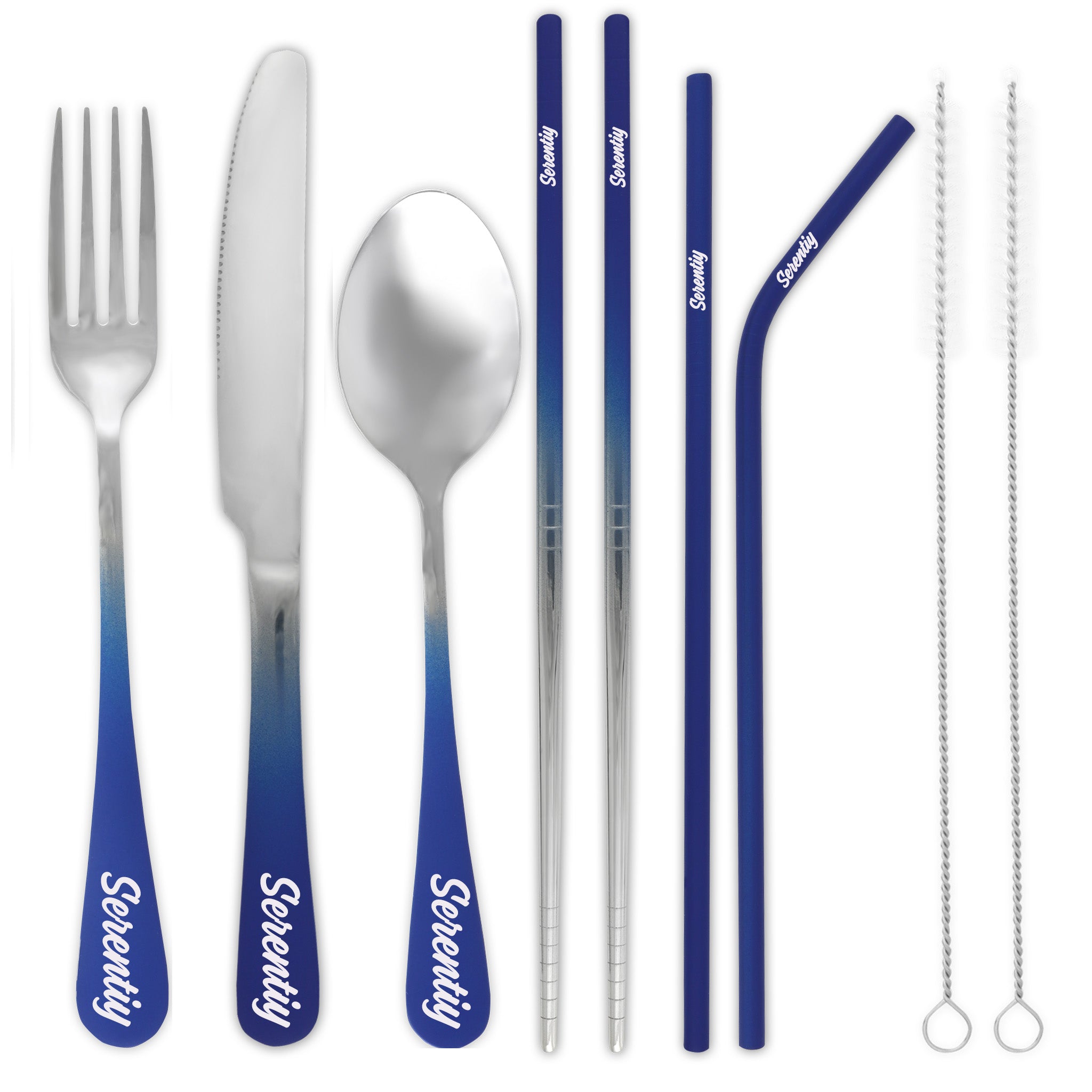 9-Piece Travel Flatware Set (Matte Navy Ombré)