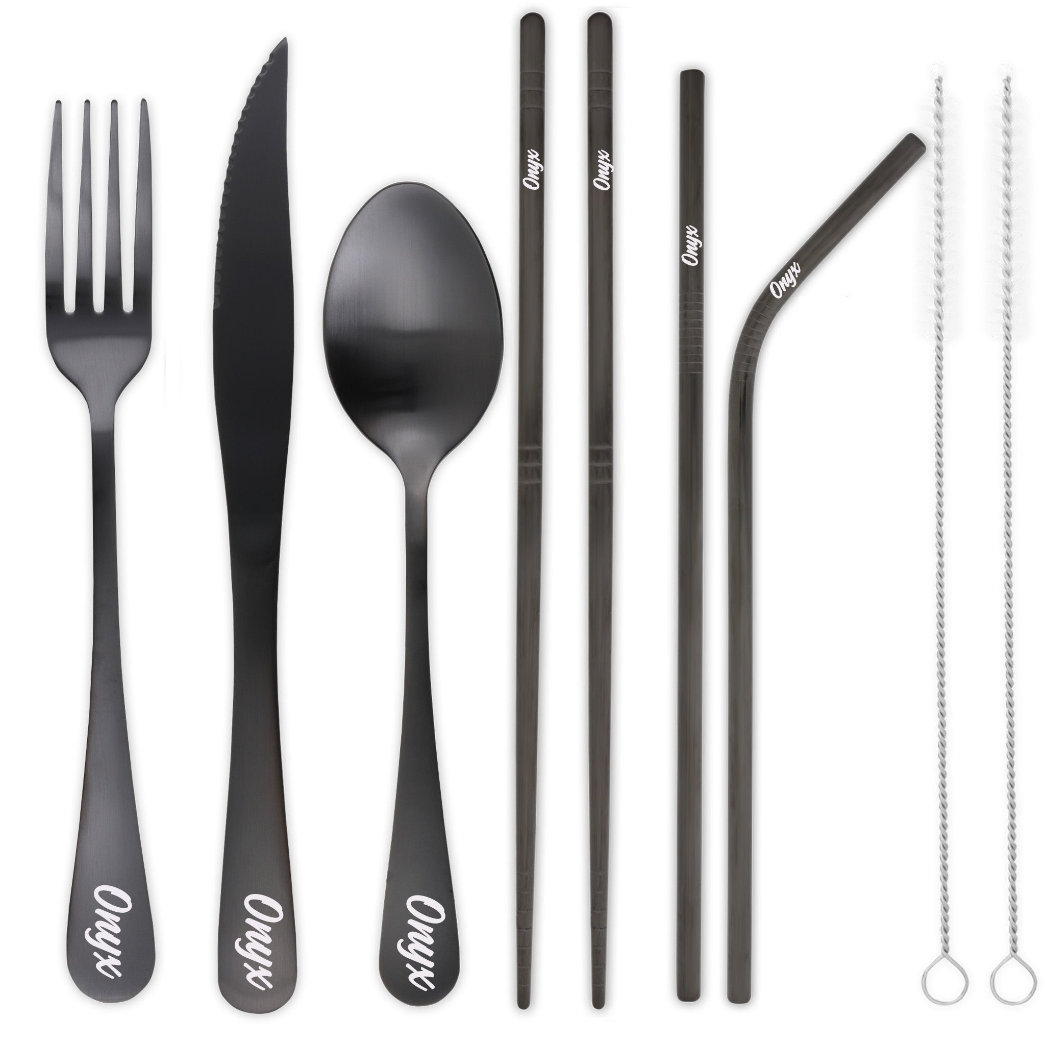 9-Piece Travel Flatware Set with Steak Knife (Satin Black)