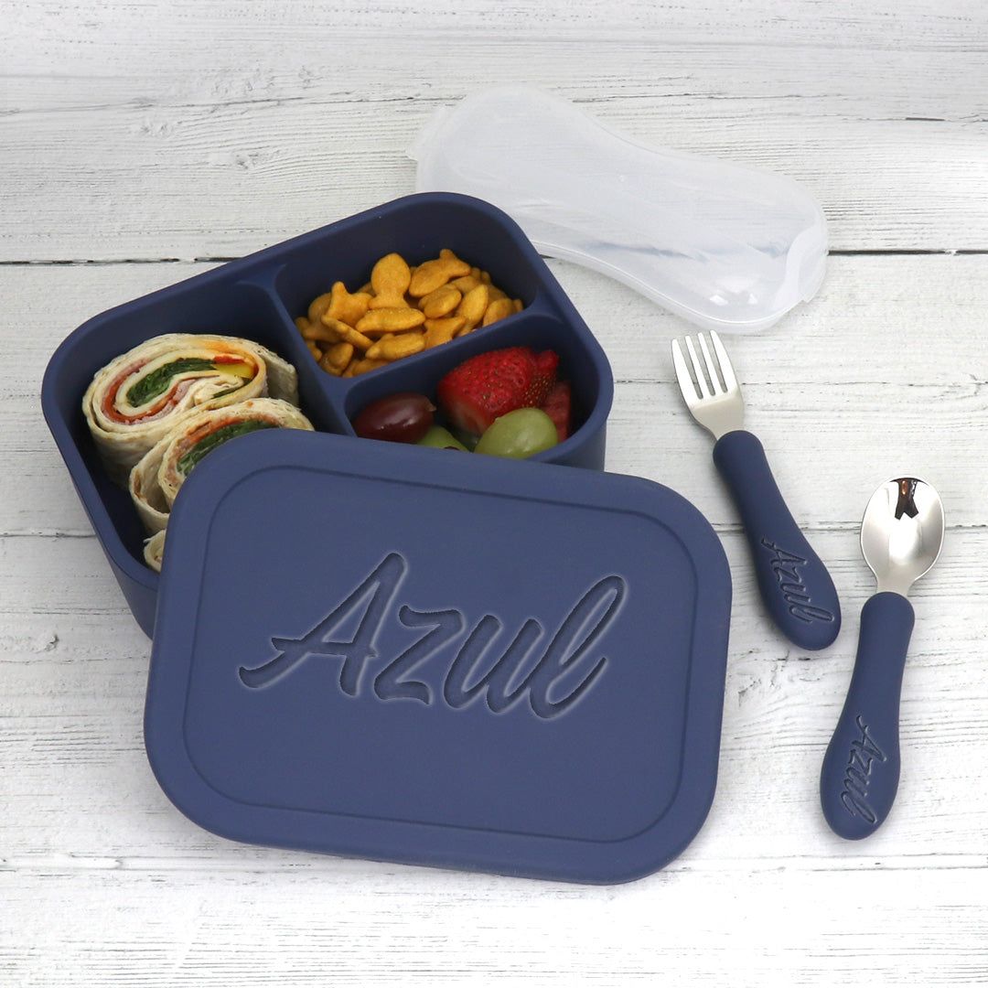 Silicone Bento Box Toddler Lunch Set (Navy)