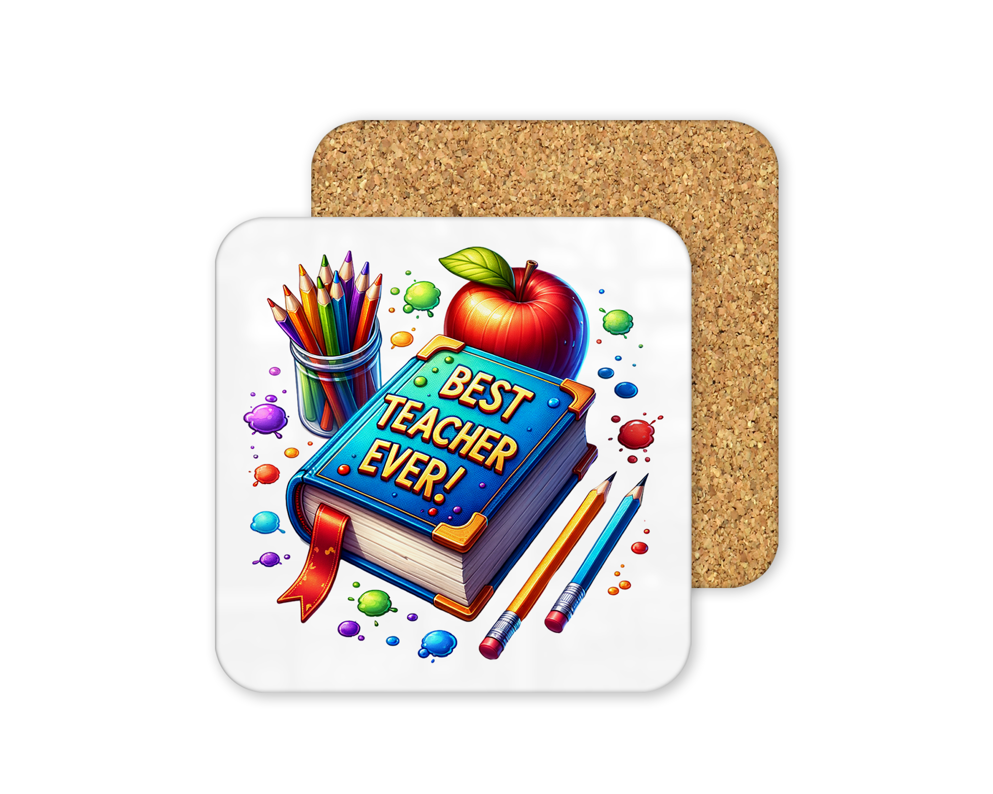 Teacher Appreciation Coaster – Cork Backed – Best Teacher Ever Design