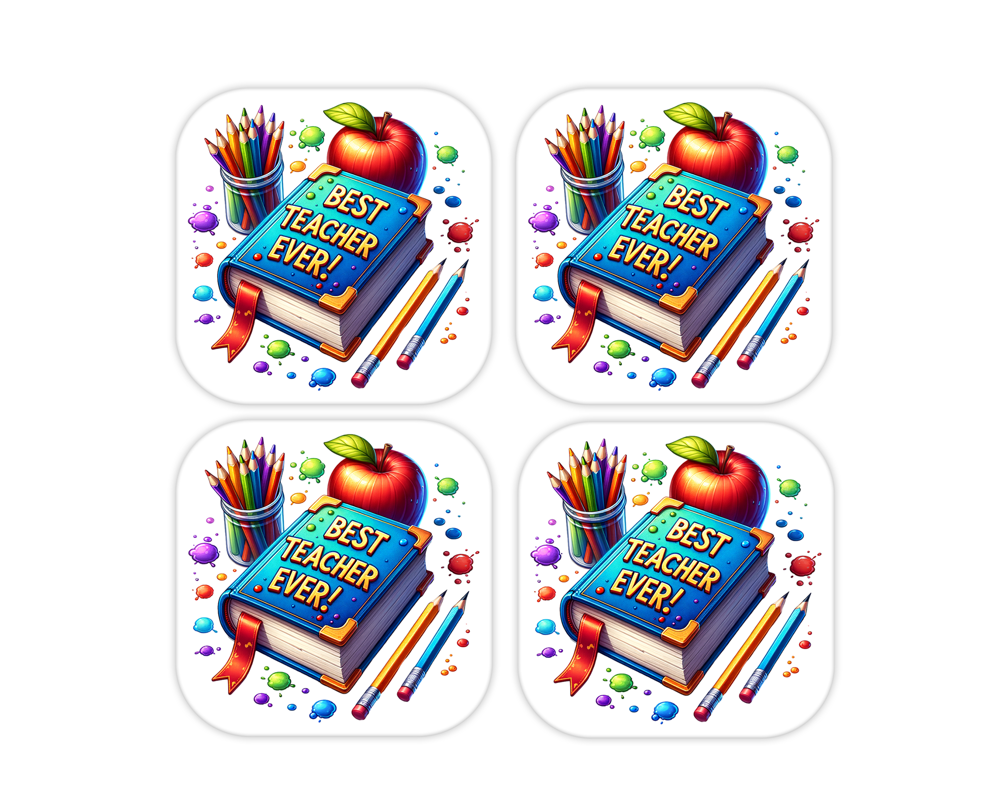 Teacher Appreciation Coaster – Cork Backed – Best Teacher Ever Design