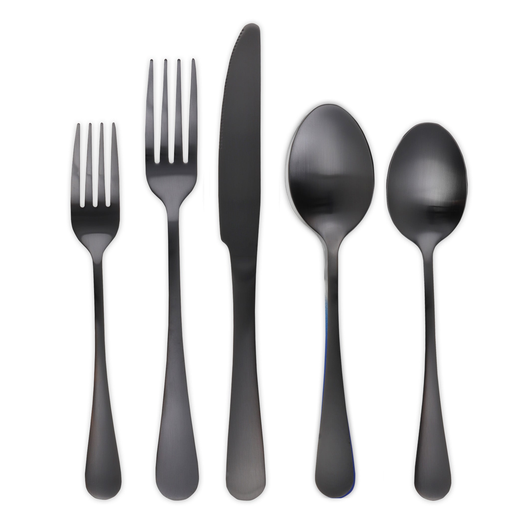 Traditional Deluxe Travel Flatware Set with Dinner Knife (Satin Black)