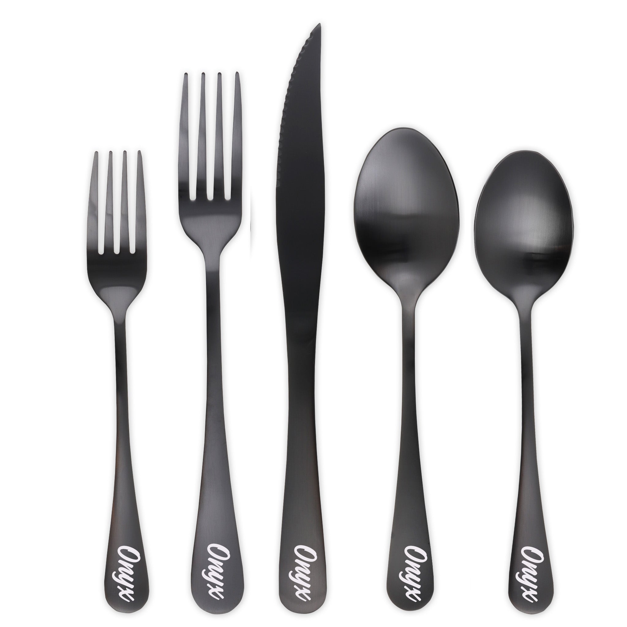 Traditional Deluxe Travel Flatware Set with Steak Knife (Satin Black)