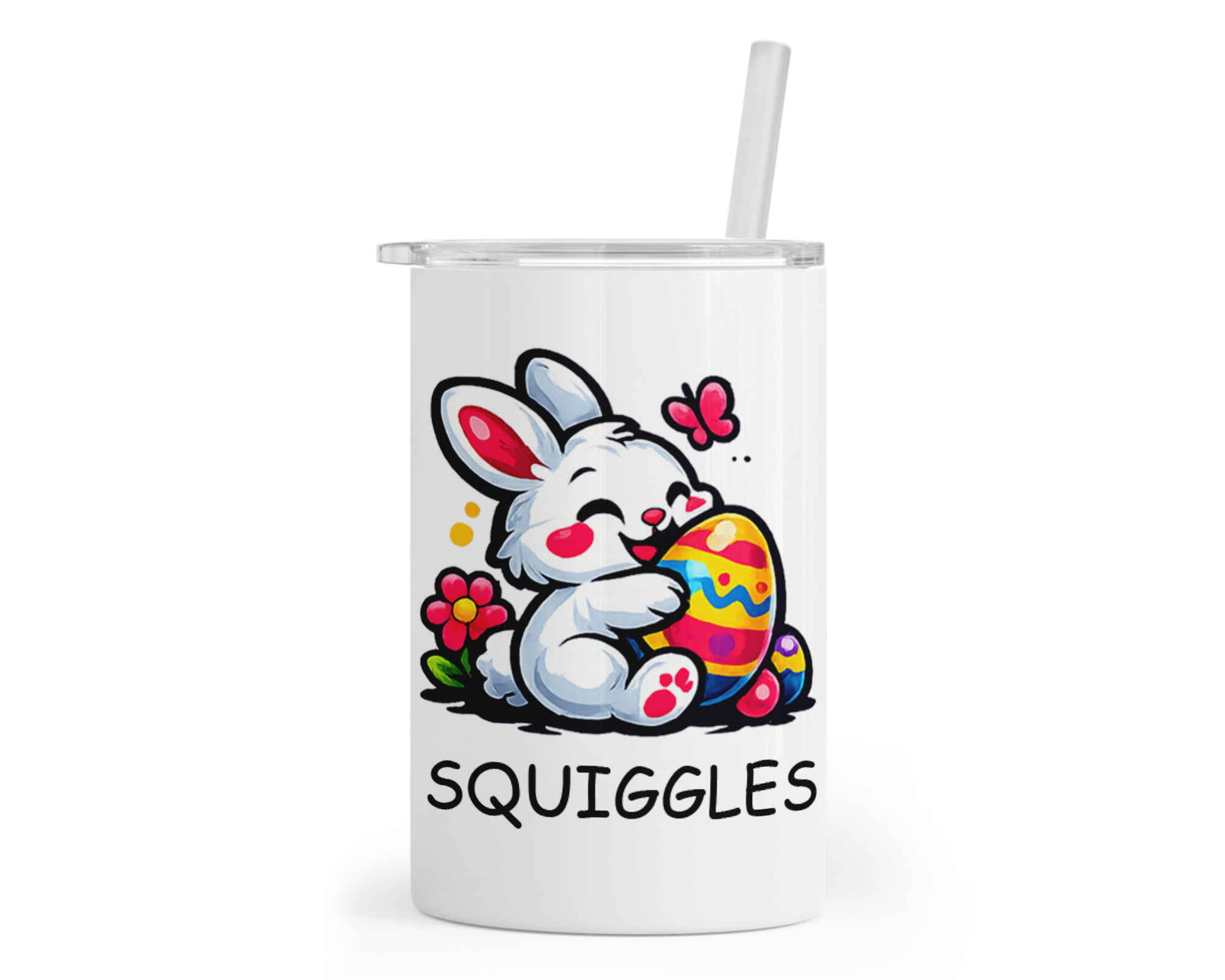 Personalized Easter Bunny Tumbler – 12oz Kids Cup with Name – Includes Reusable Straw