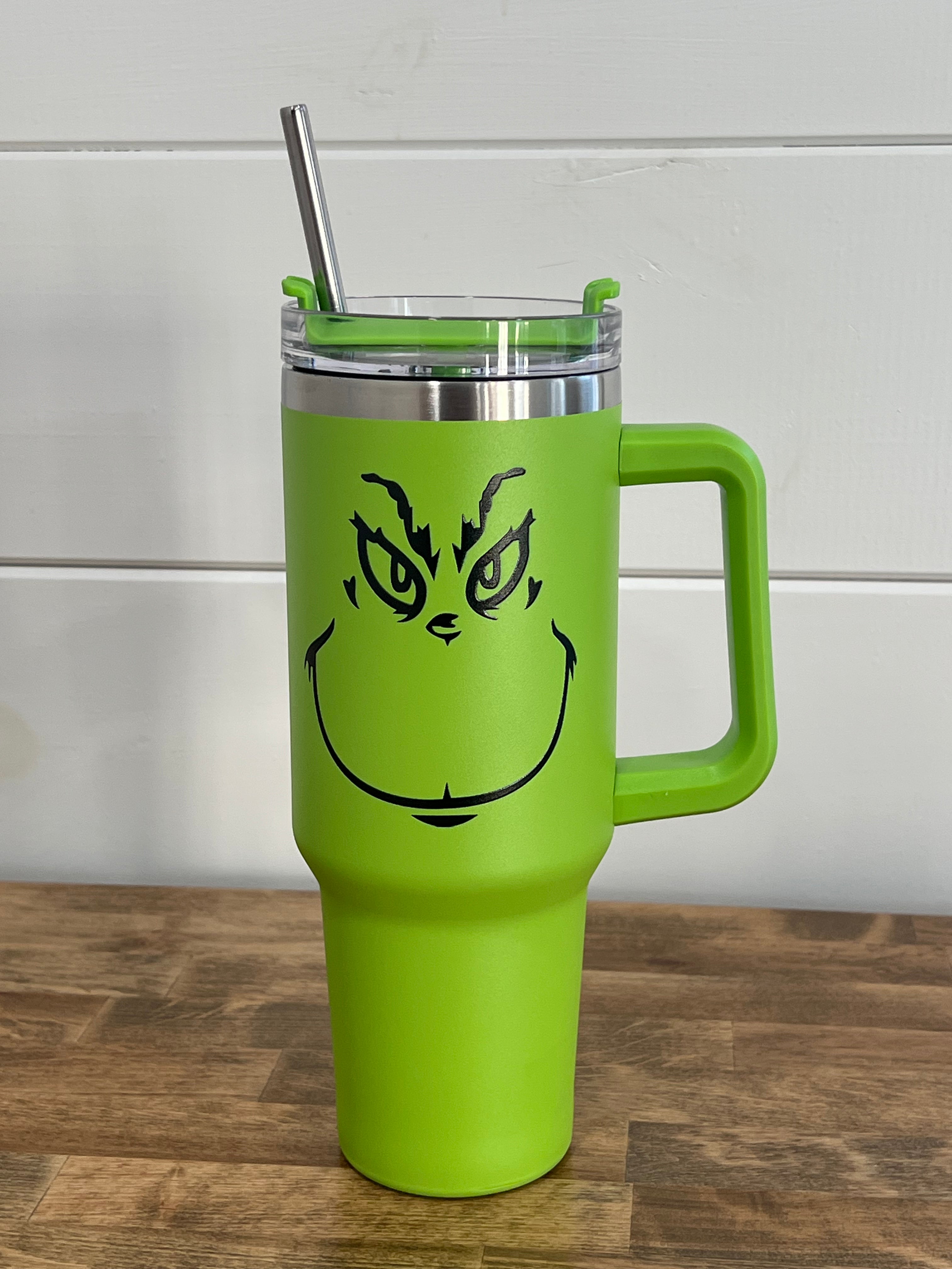 40oz Grinch Christmas Tumbler (Green Face)