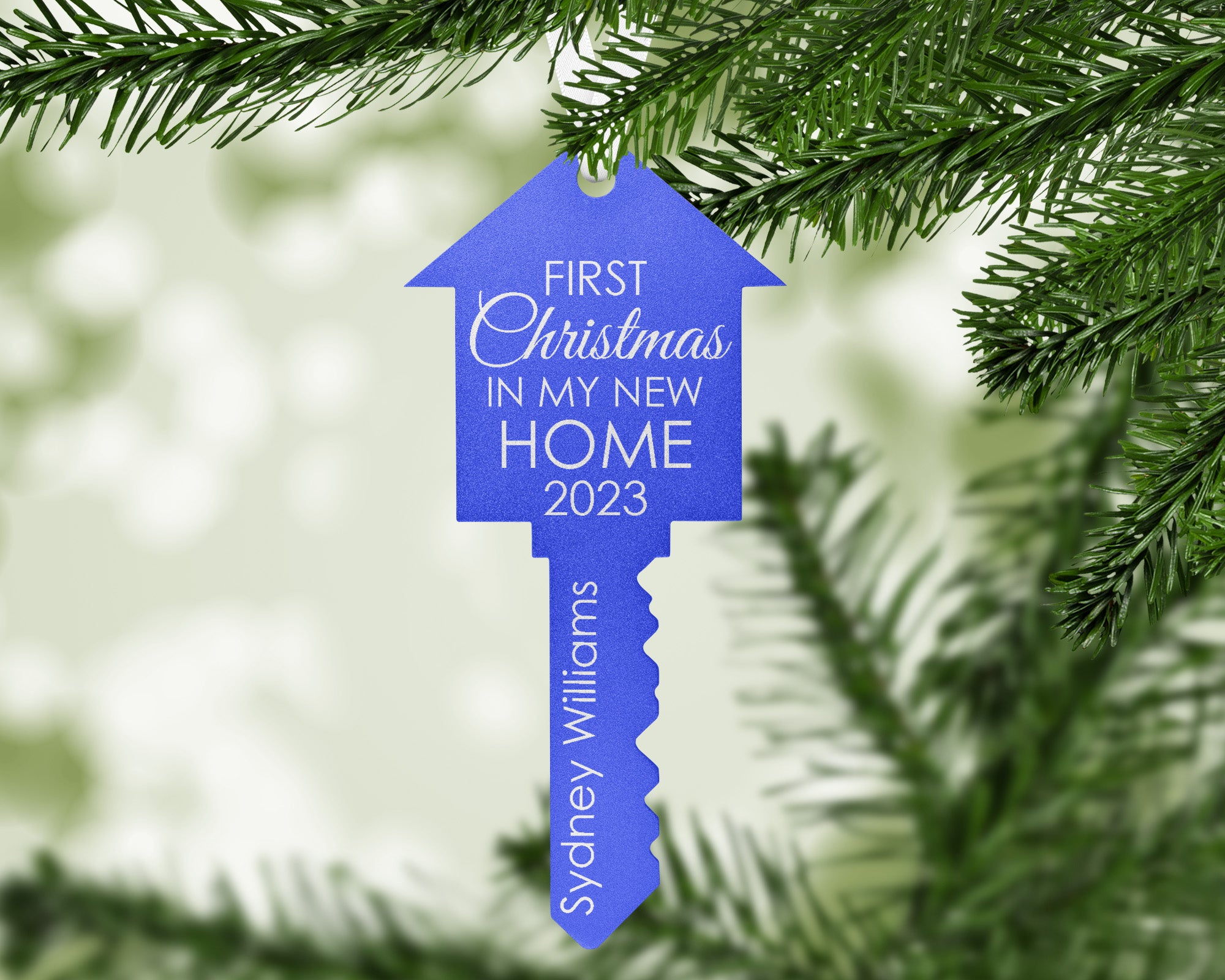 First Christmas in Our/My New Home Key Ornament (Deep Blue)