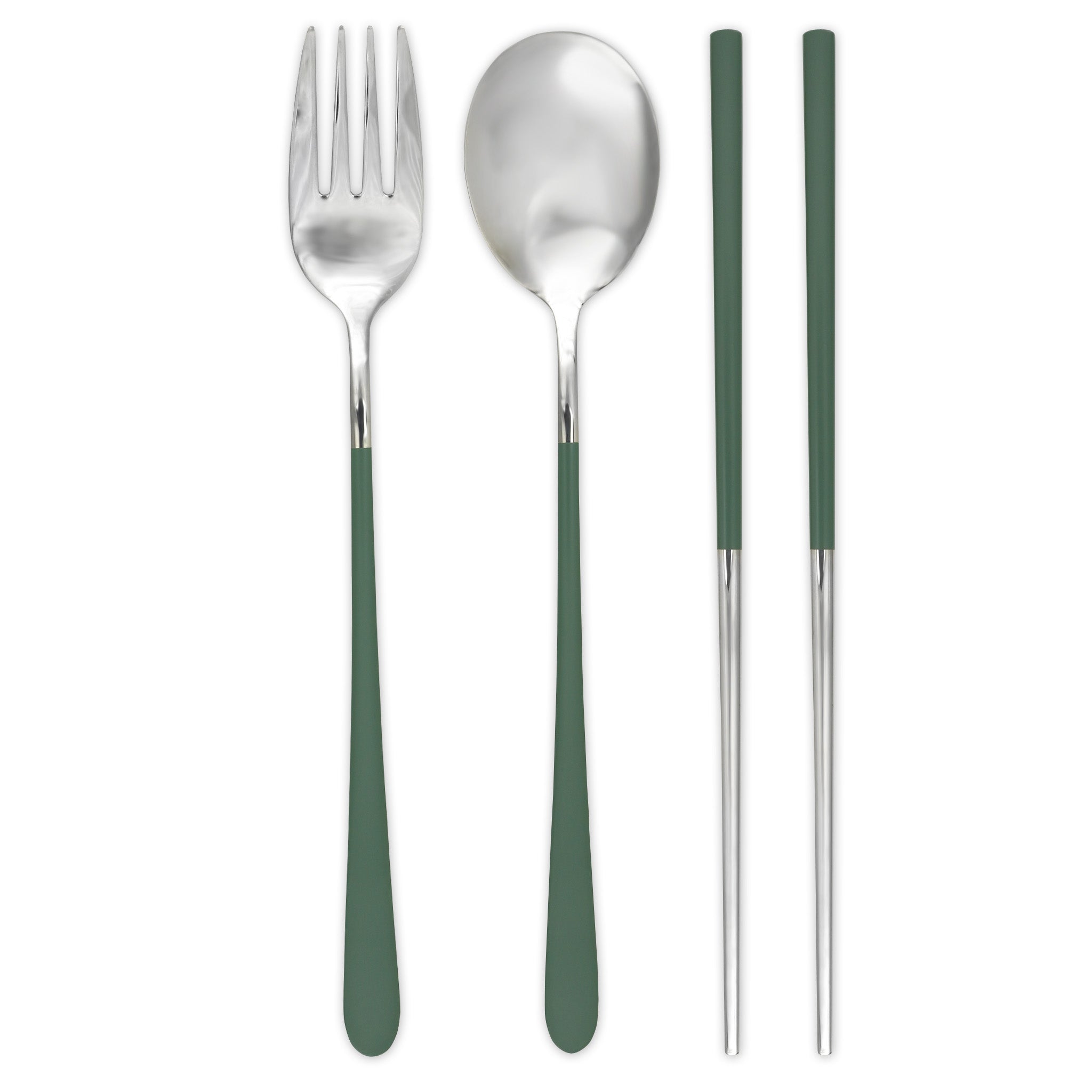 Travel Cutlery Box Set w/ Chopsticks (Green)