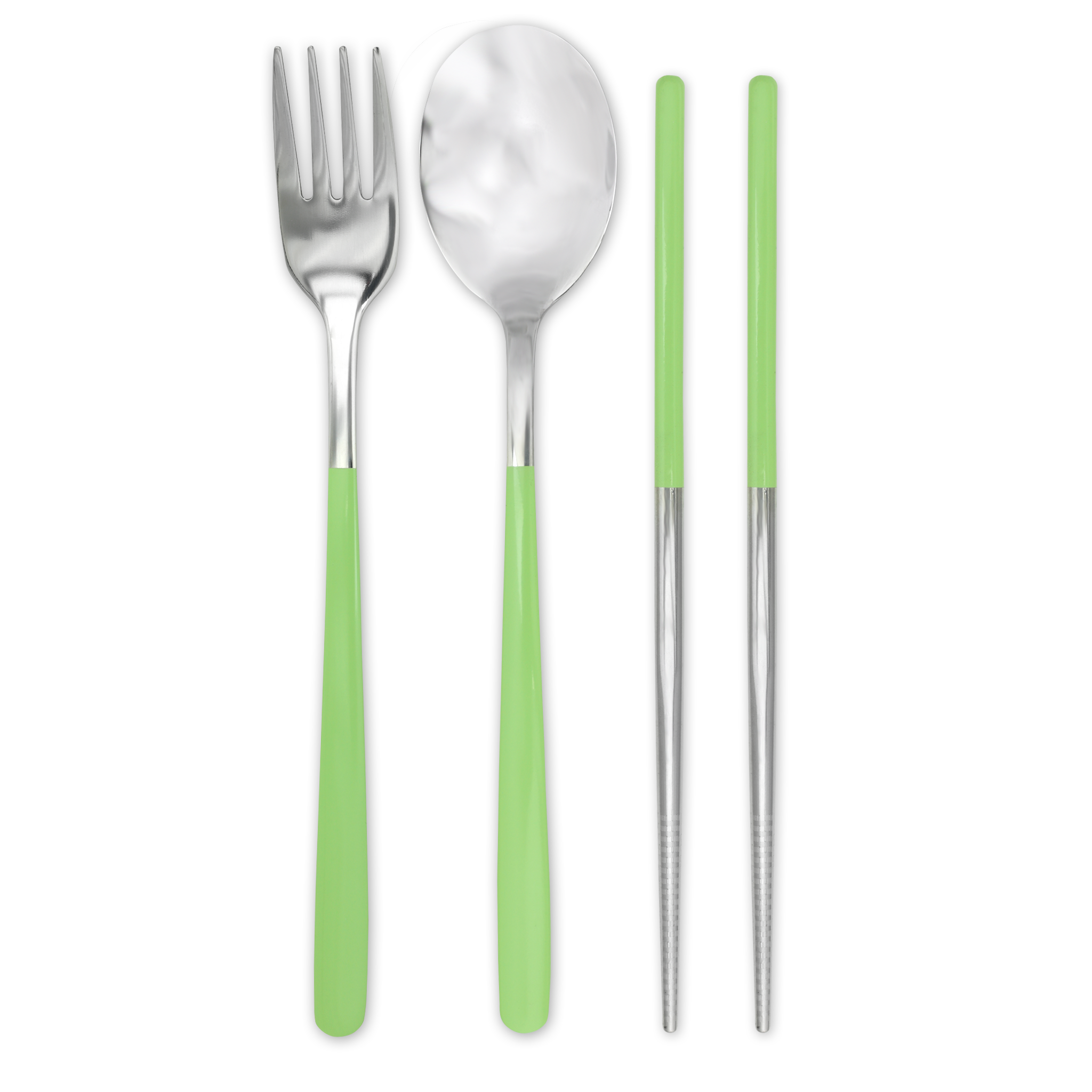 Personalized Compact Travel Box Cutlery Set – Apple Green