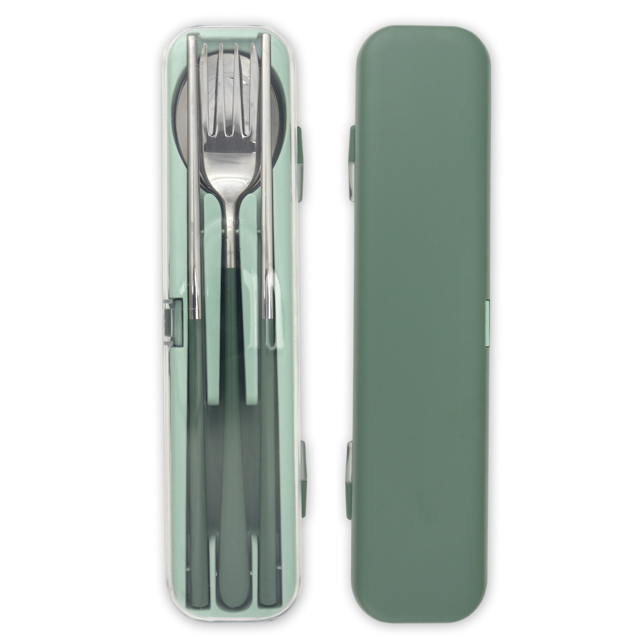 Travel Cutlery Box Set w/ Chopsticks (Green)