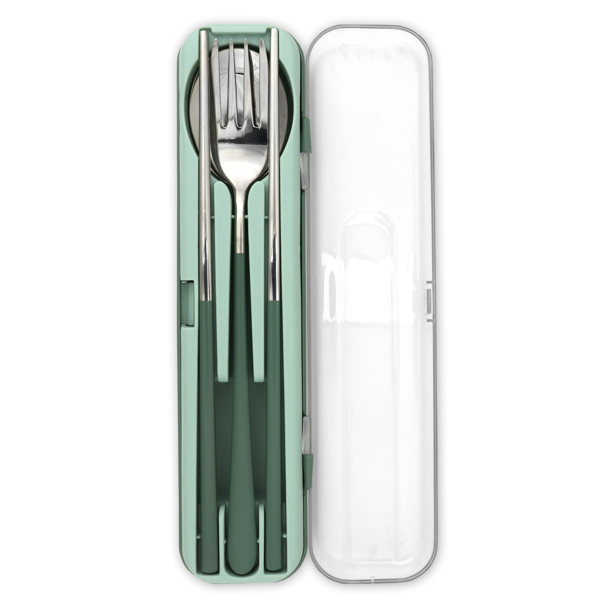 Travel Cutlery Box Set w/ Chopsticks (Green)