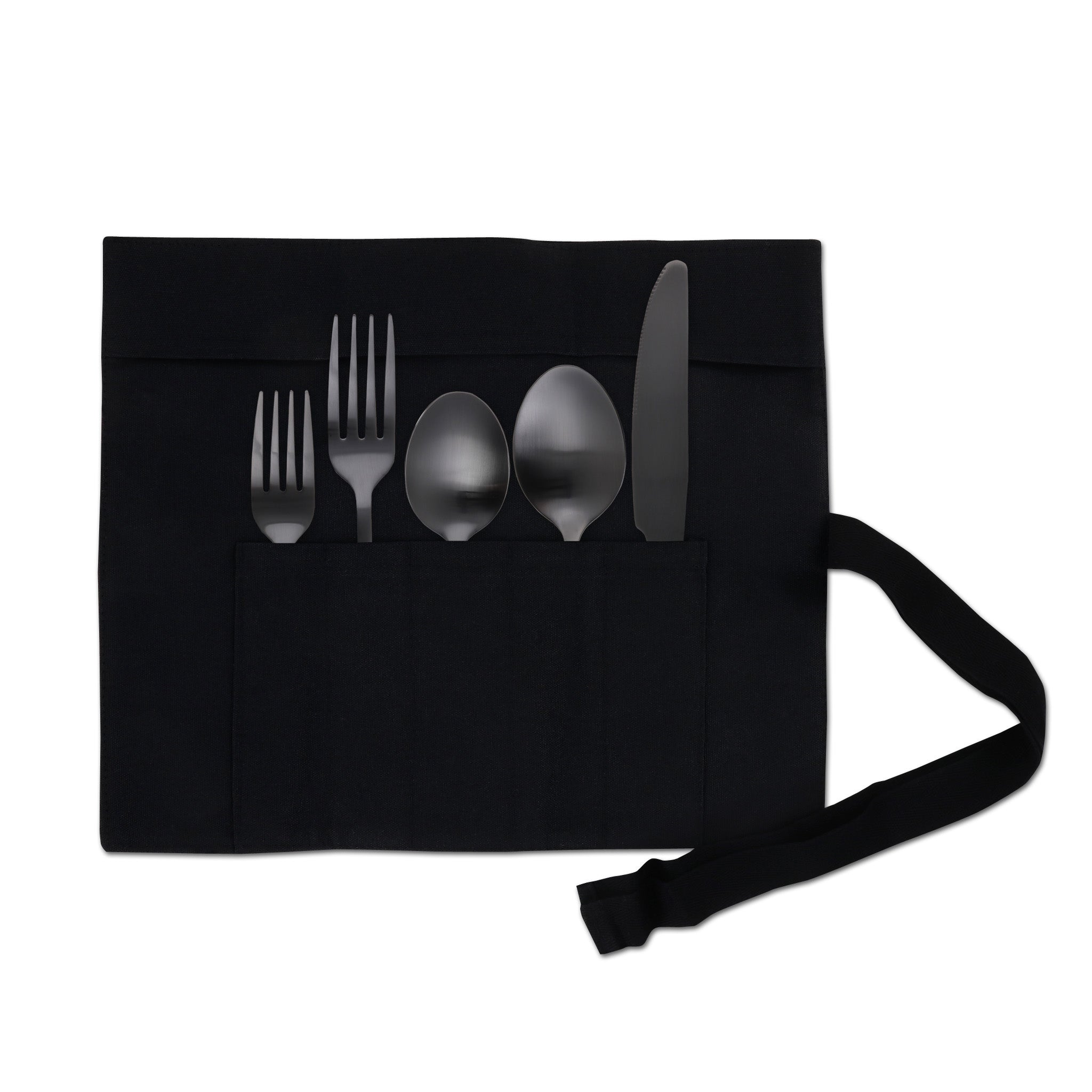 Traditional Deluxe Travel Flatware Set with Steak Knife (Satin Black)