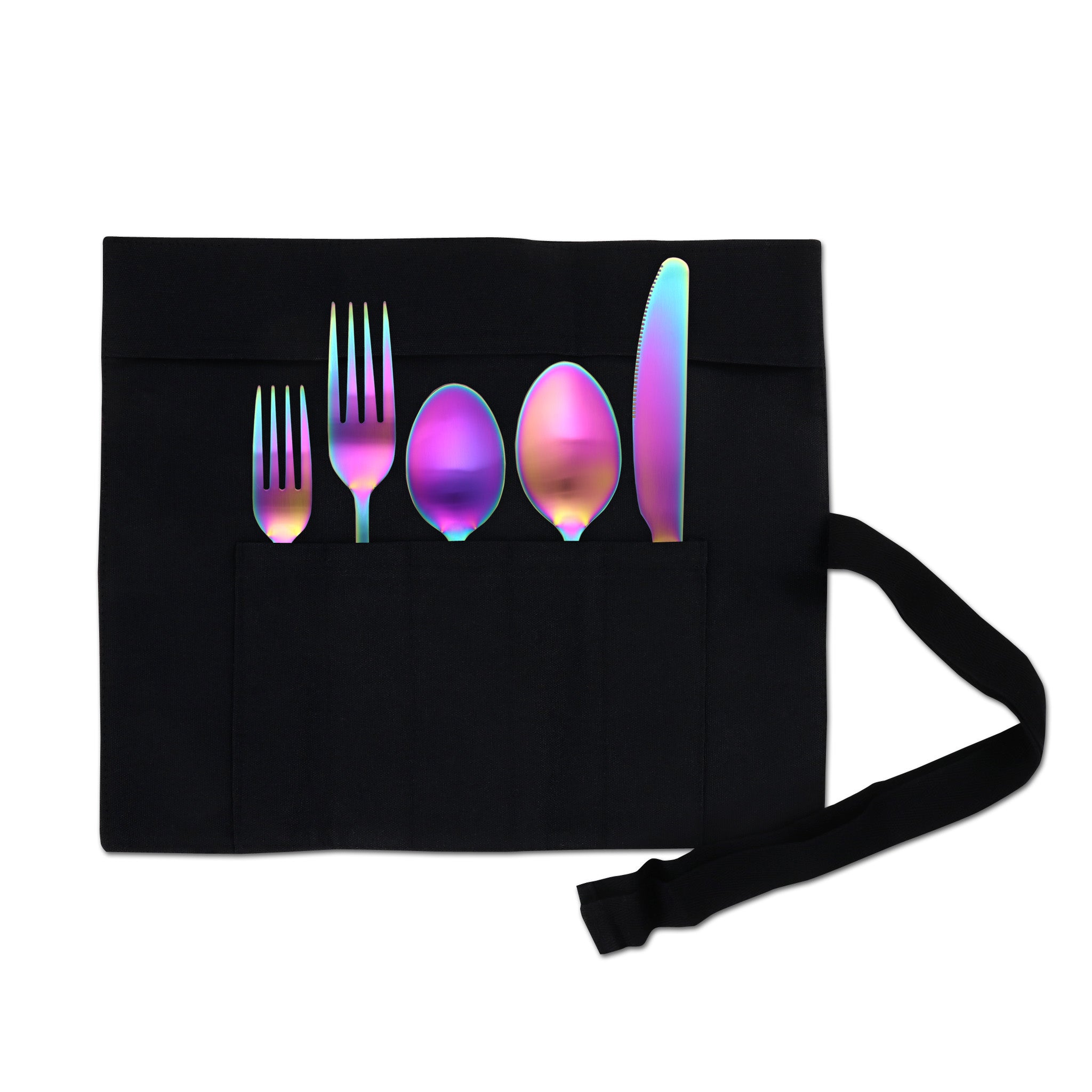 Traditional Deluxe Travel Flatware Set with Dinner Knife (Satin Rainbow)
