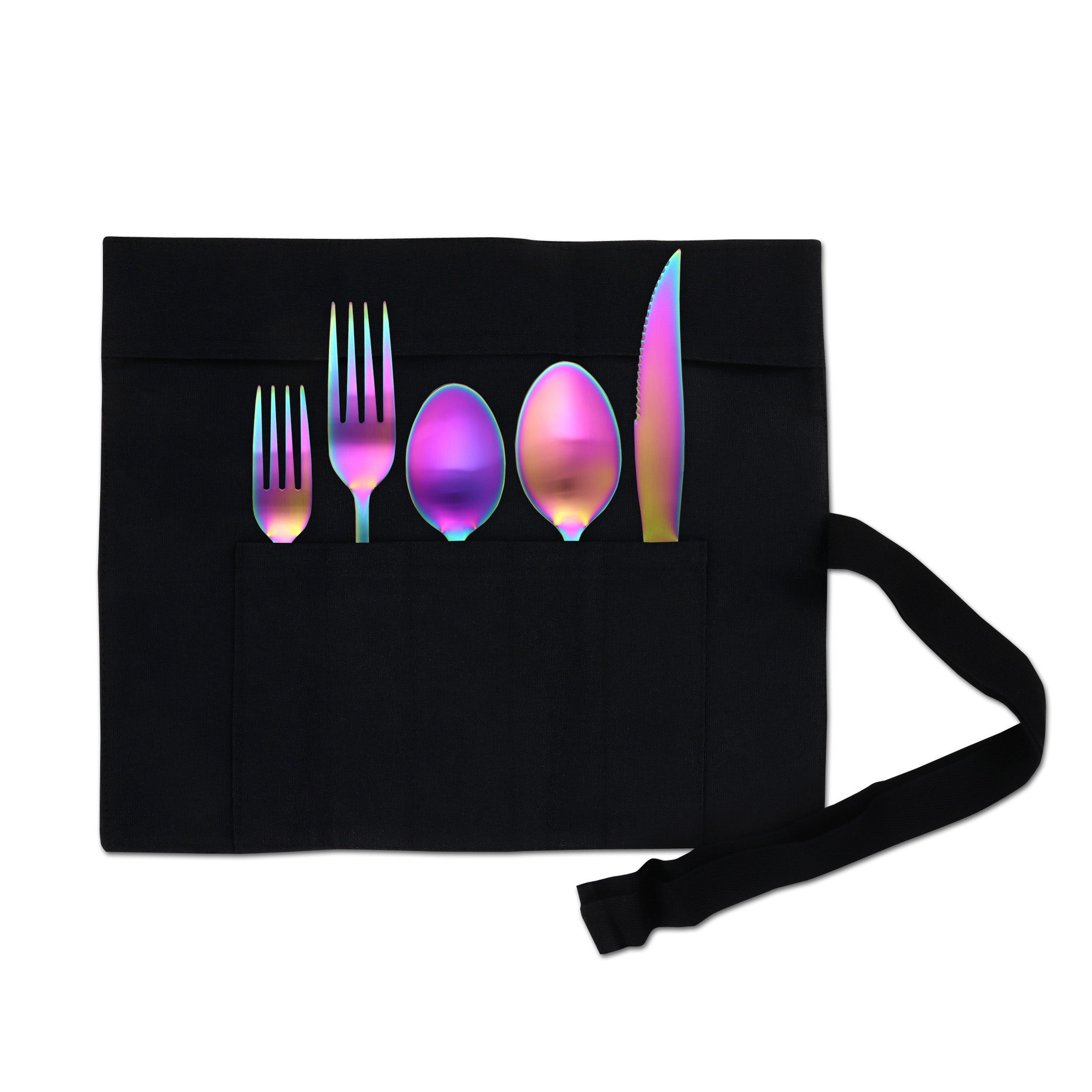 Traditional Deluxe Travel Flatware Set with Steak Knife (Satin Rainbow)