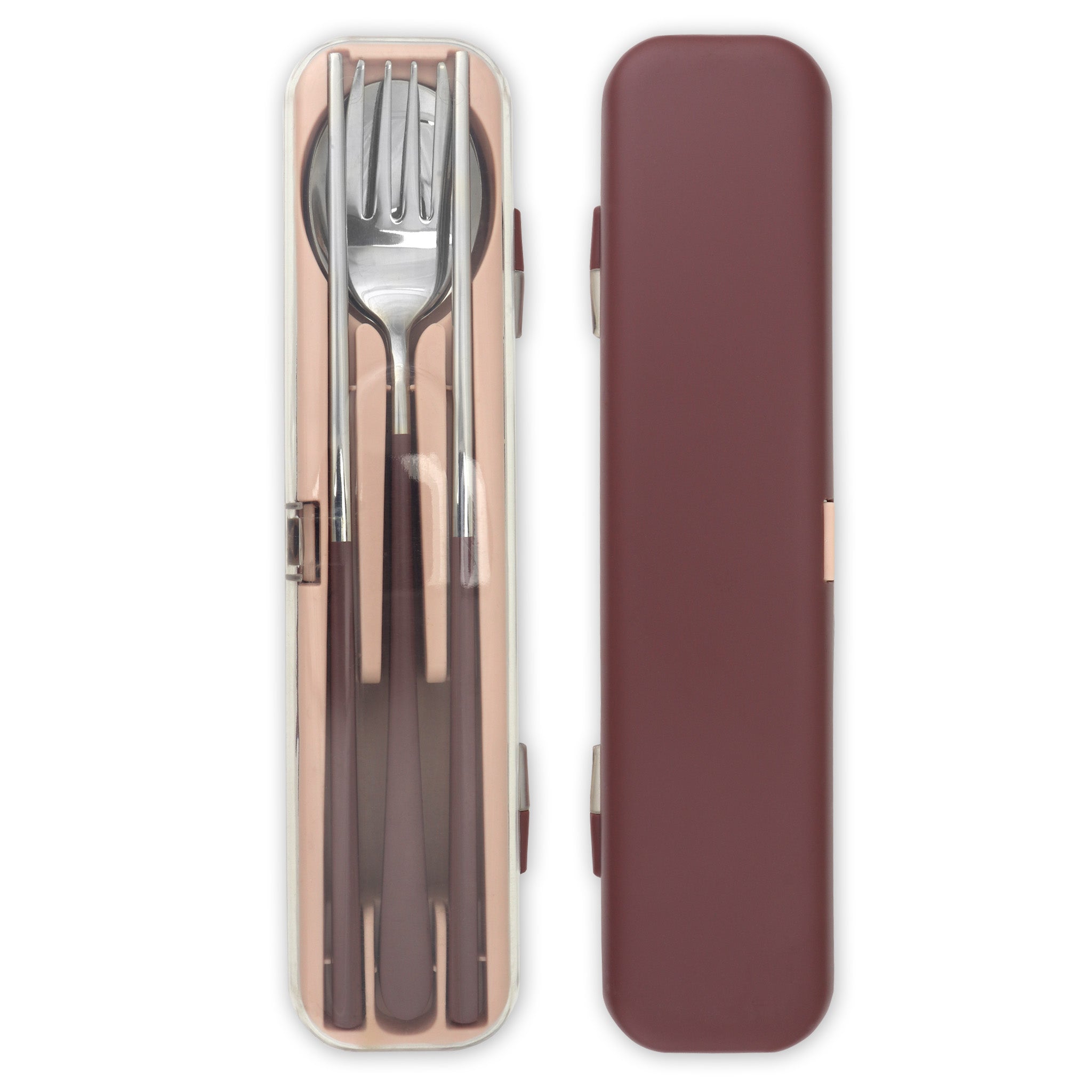 Travel Cutlery Box Set w/ Chopsticks (Wine)