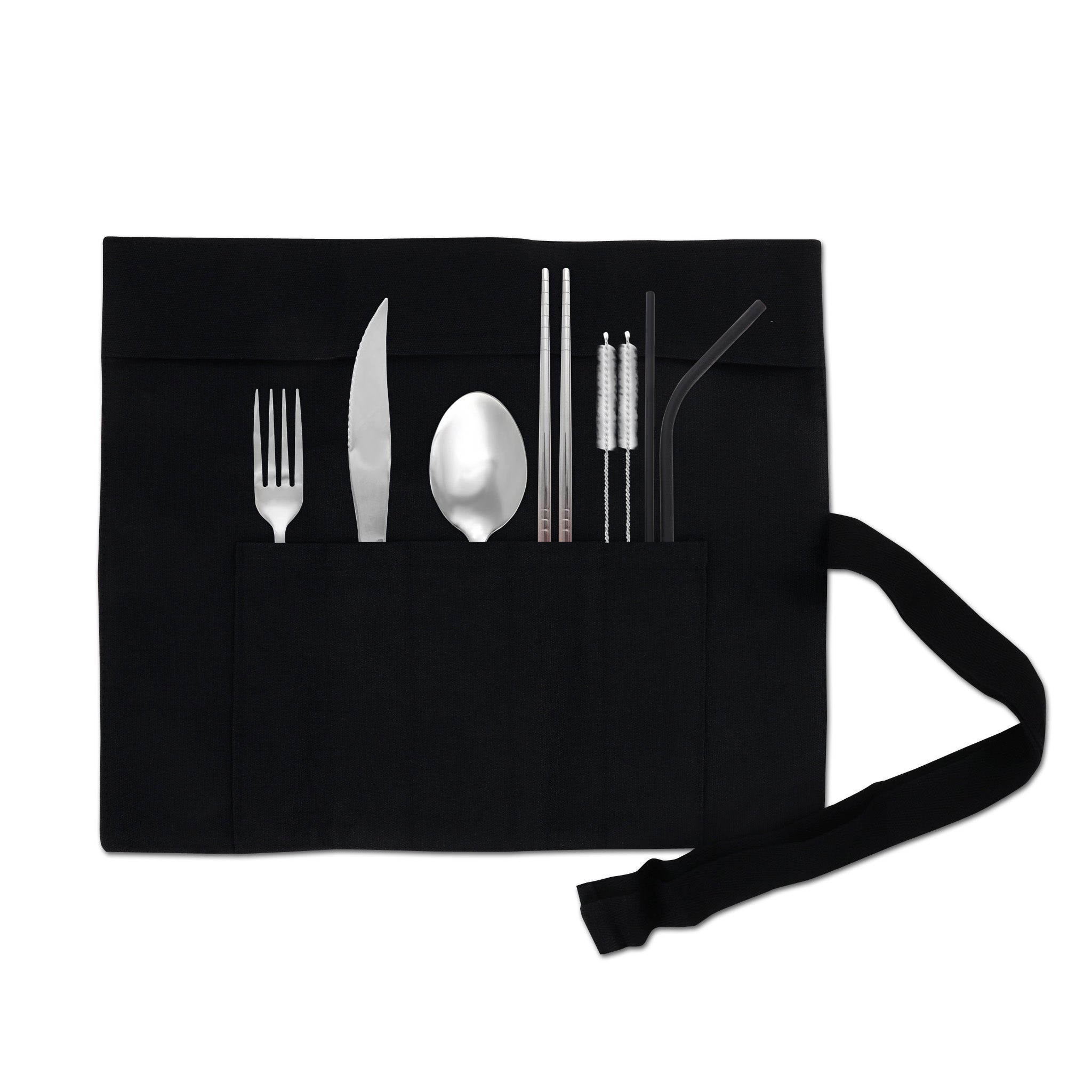 9-Piece Travel Flatware Set with Steak Knife (Matte Black Ombré)