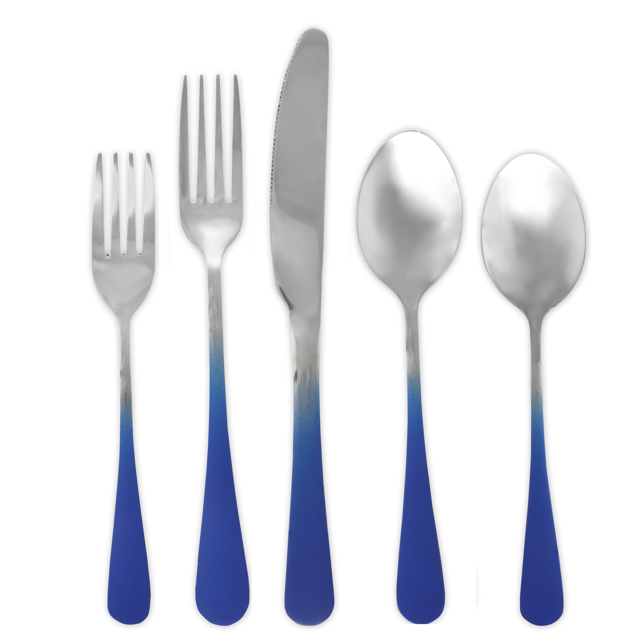 Traditional Deluxe Travel Flatware Set with Dinner Knife (Matte Navy Ombré)
