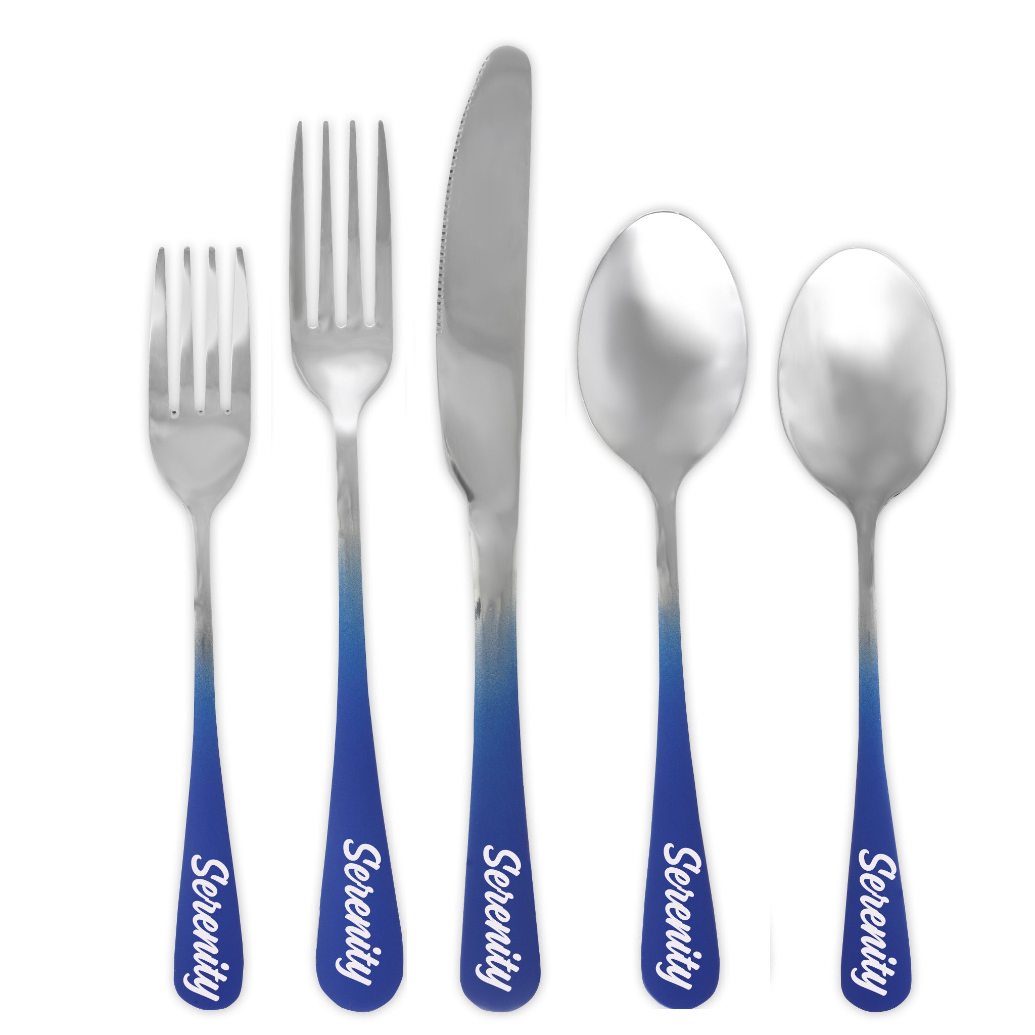 Traditional Deluxe Travel Flatware Set with Dinner Knife (Matte Navy Ombré)