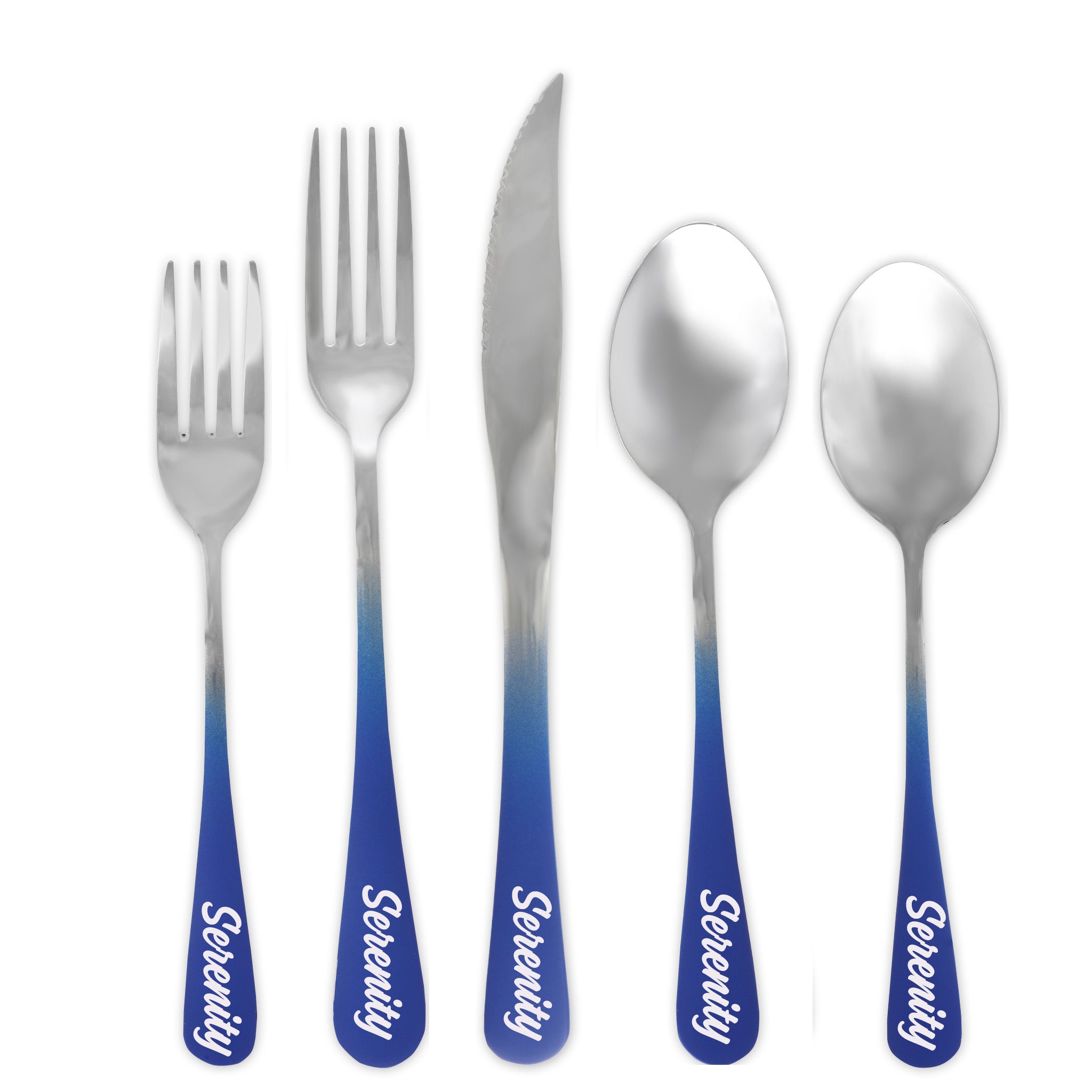 Traditional Deluxe Travel Flatware Set with Steak Knife (Matte Navy Ombré)
