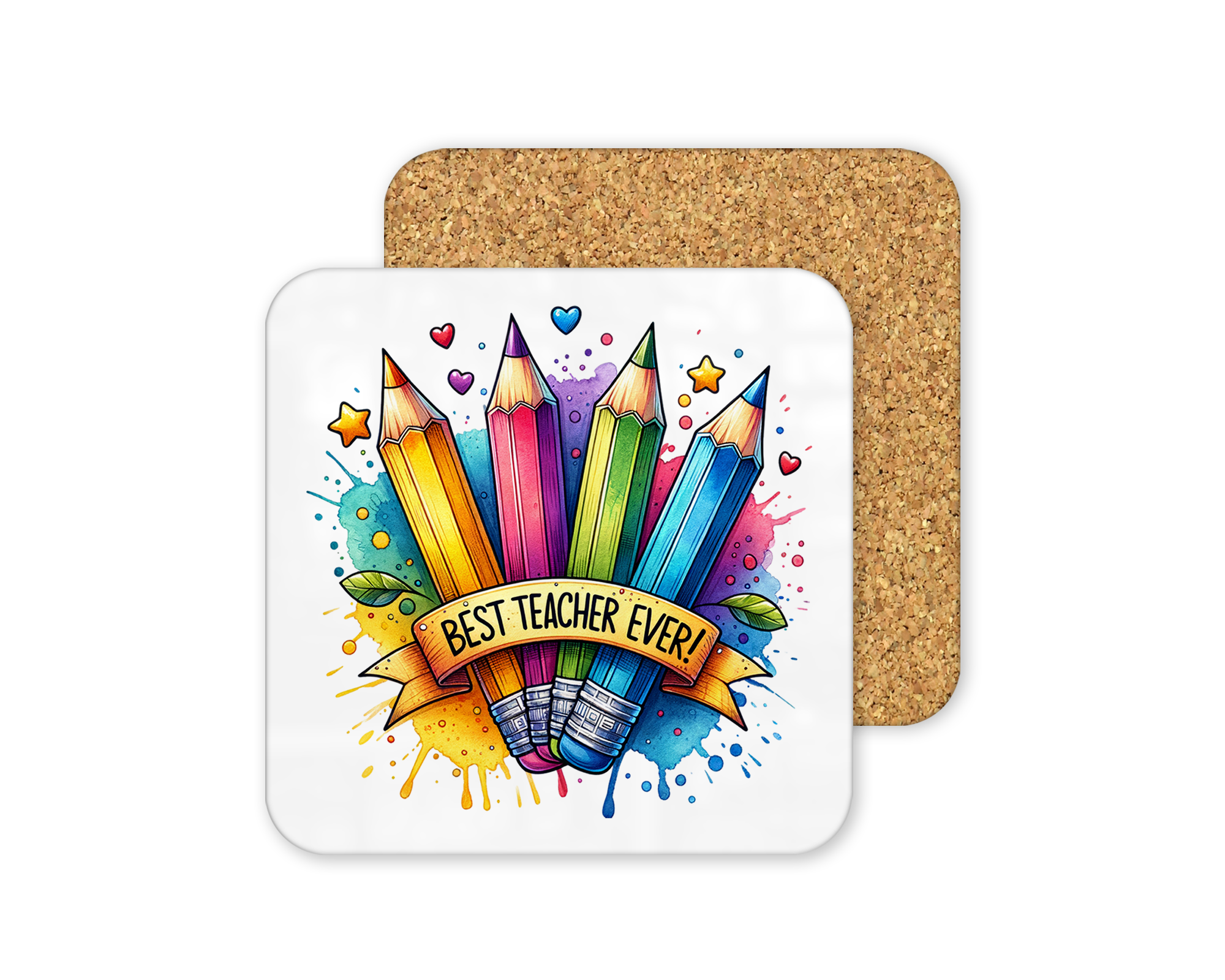 Teacher Appreciation Coaster – Cork Backed – Best Teacher Ever Design