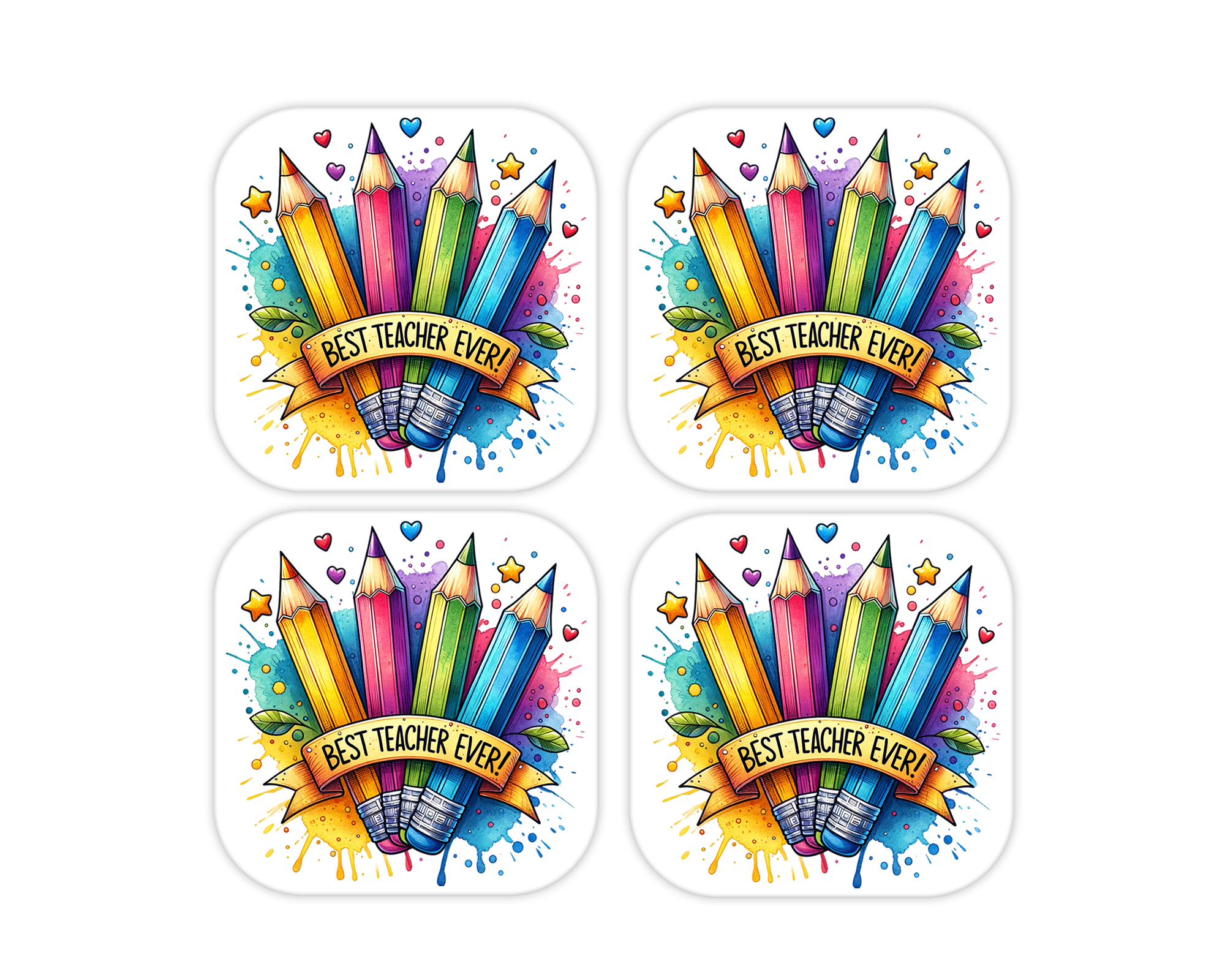 Teacher Appreciation Coaster – Cork Backed – Best Teacher Ever Design