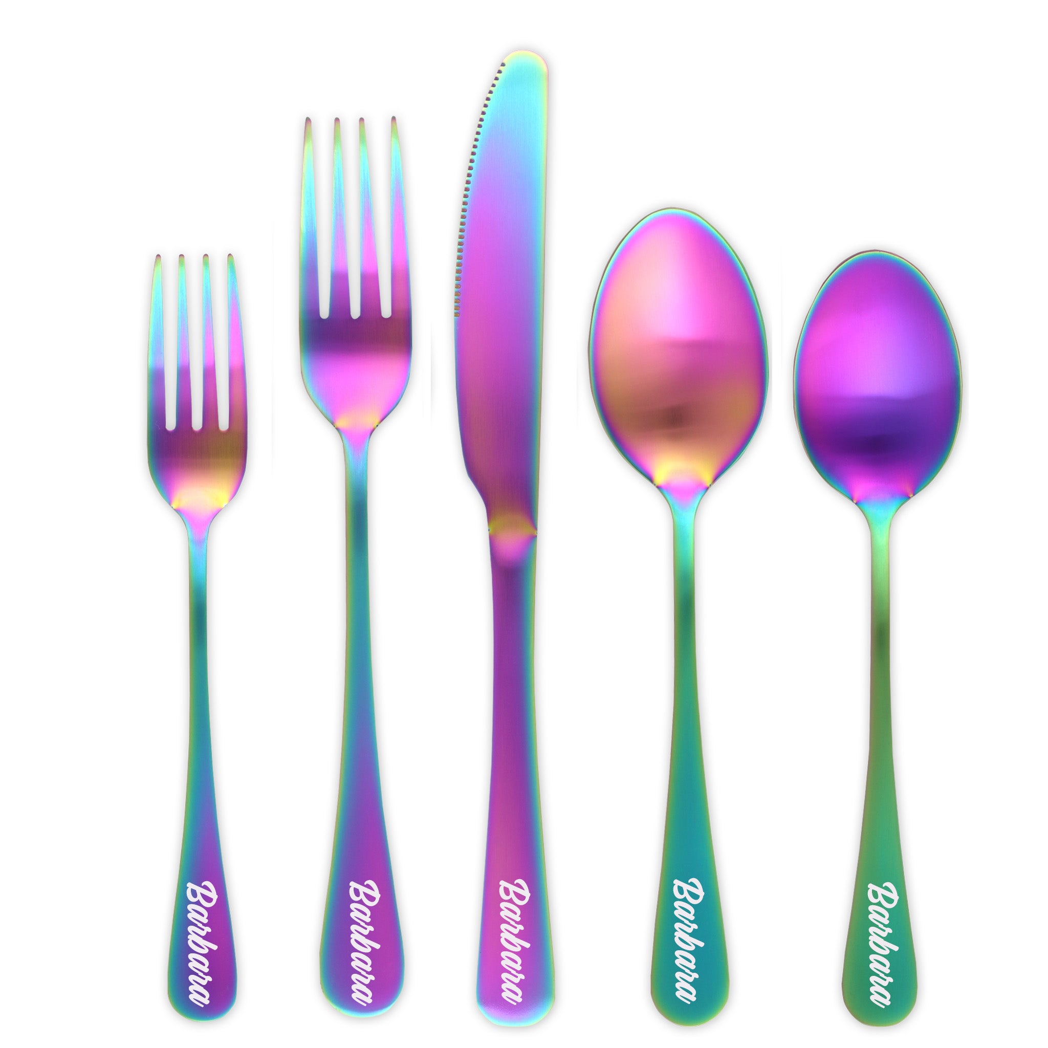 Traditional Deluxe Travel Flatware Set with Dinner Knife (Satin Rainbow)
