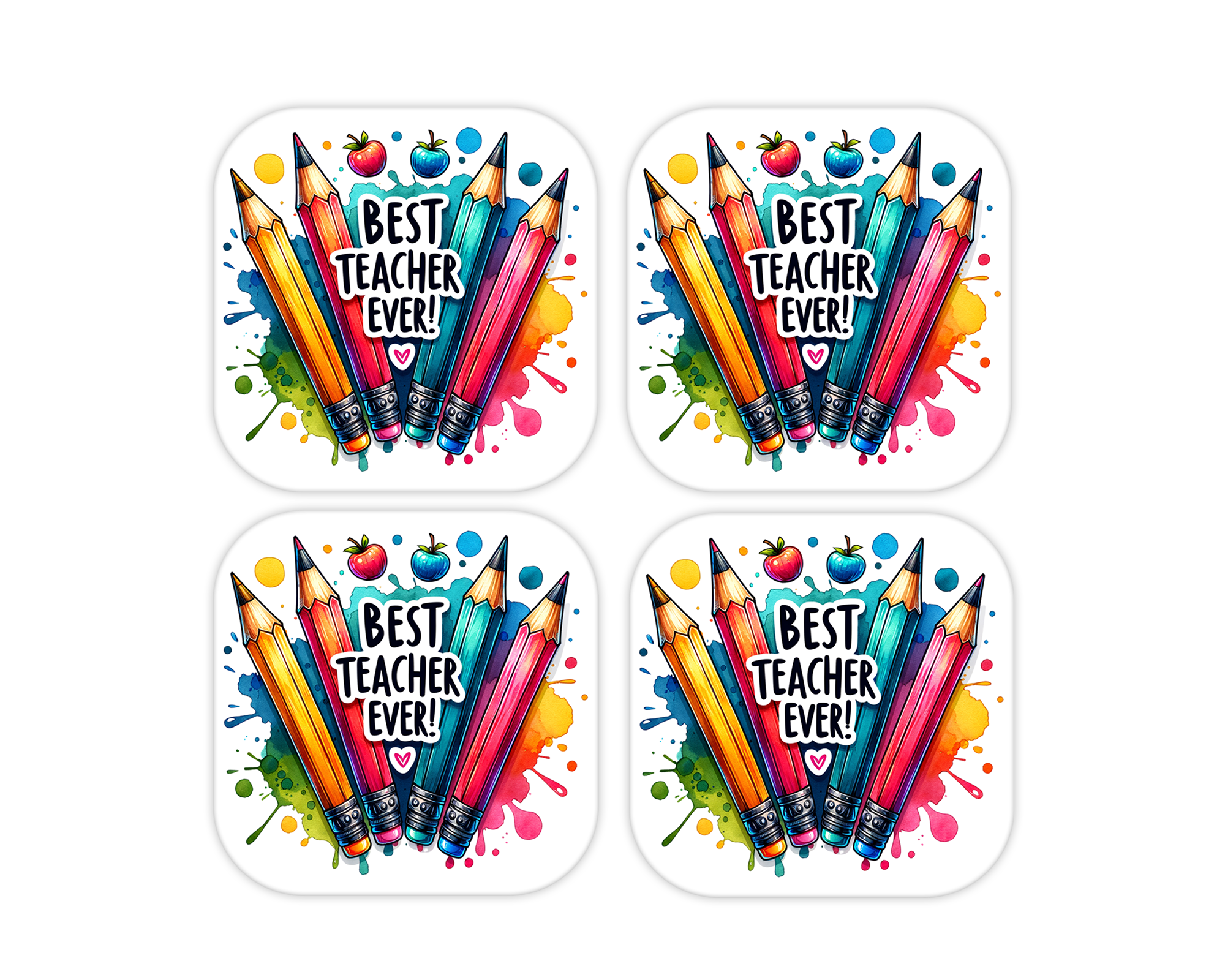Teacher Appreciation Coaster – Cork Backed – Best Teacher Ever Design