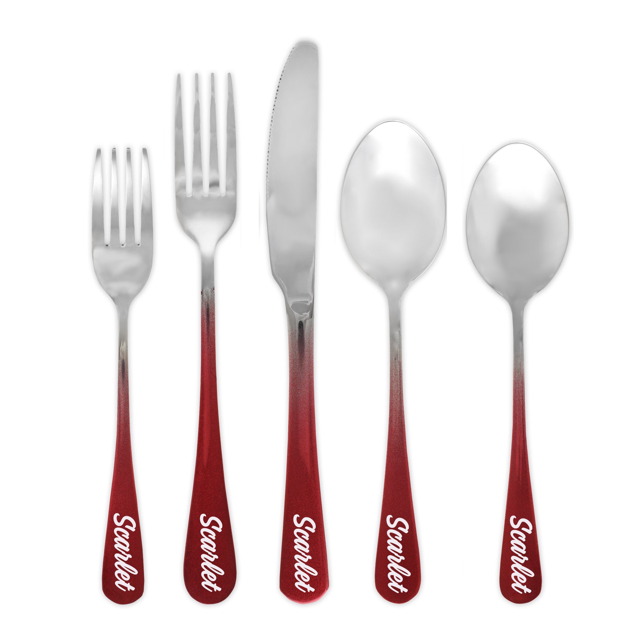 Traditional Deluxe Travel Flatware Set with Dinner Knife (Glossy Red Ombré)