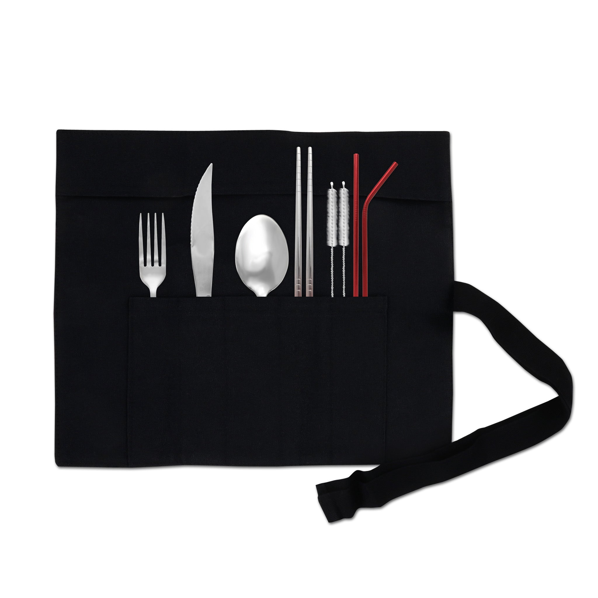 9-Piece Travel Flatware Set with Steak Knife (Glossy Red Ombré)