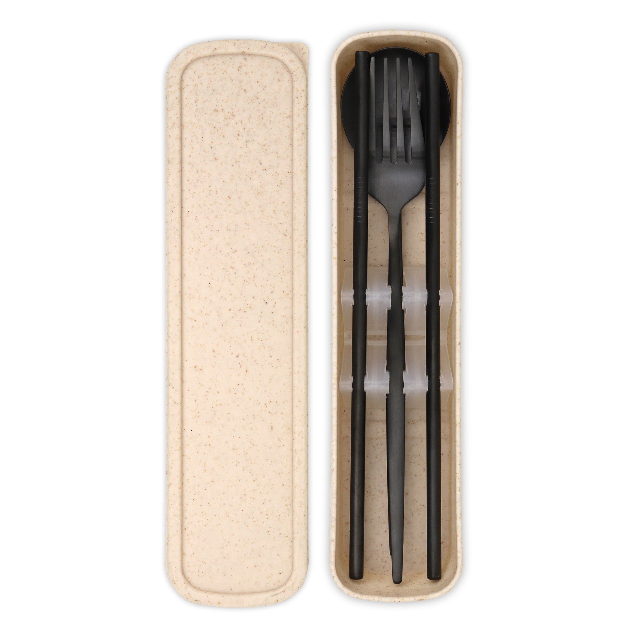 Travel Cutlery Box Set w/ Straws (Satin Black)