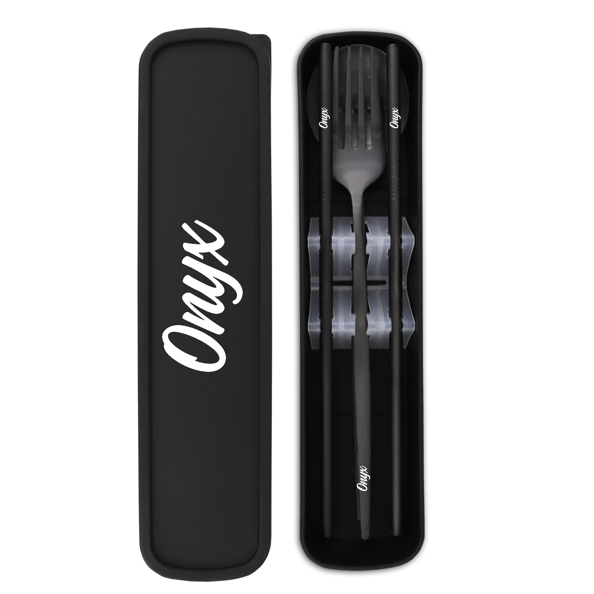 Travel Cutlery Box Set w/ Straws (Satin Black)