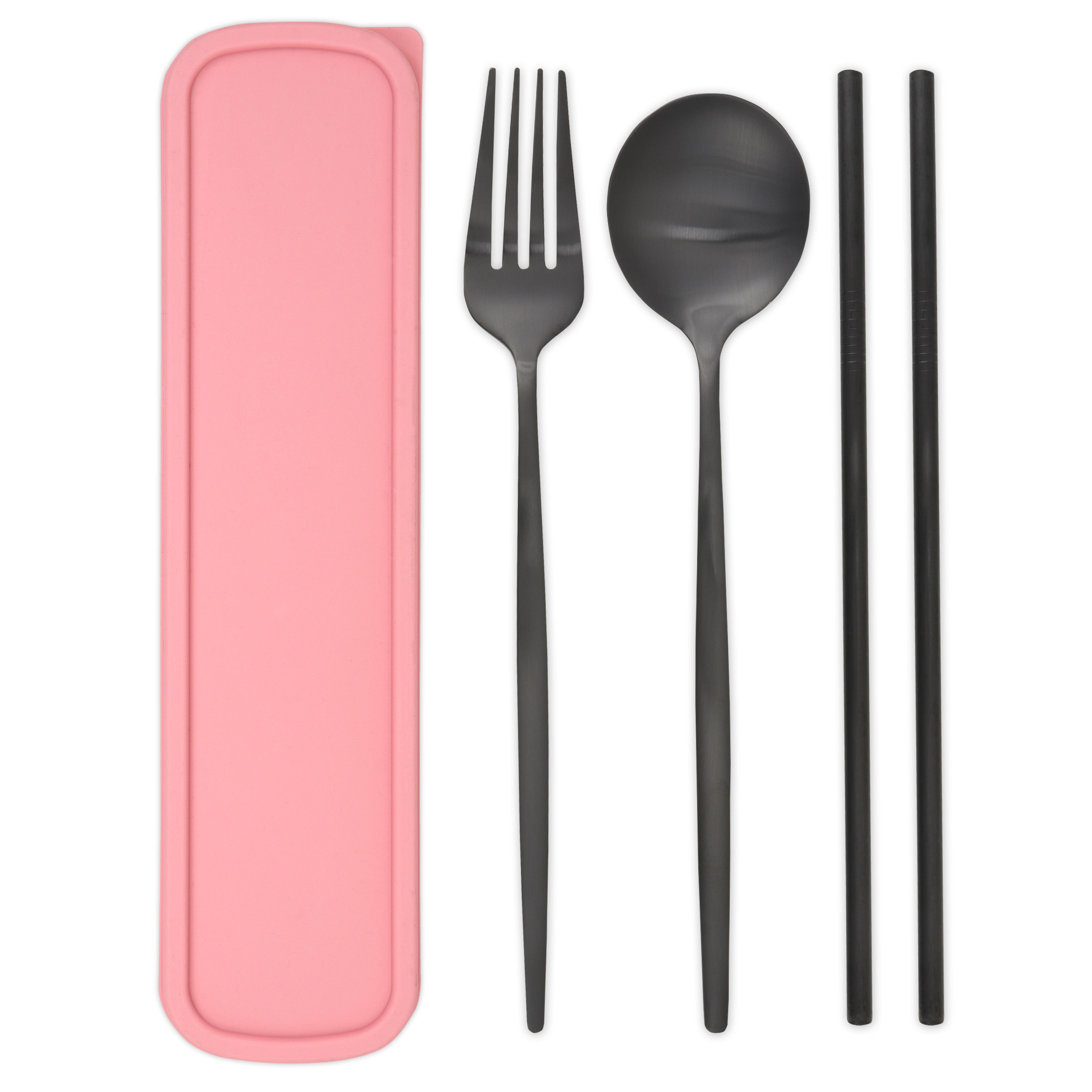 Travel Cutlery Box Set w/ Straws (Satin Black)