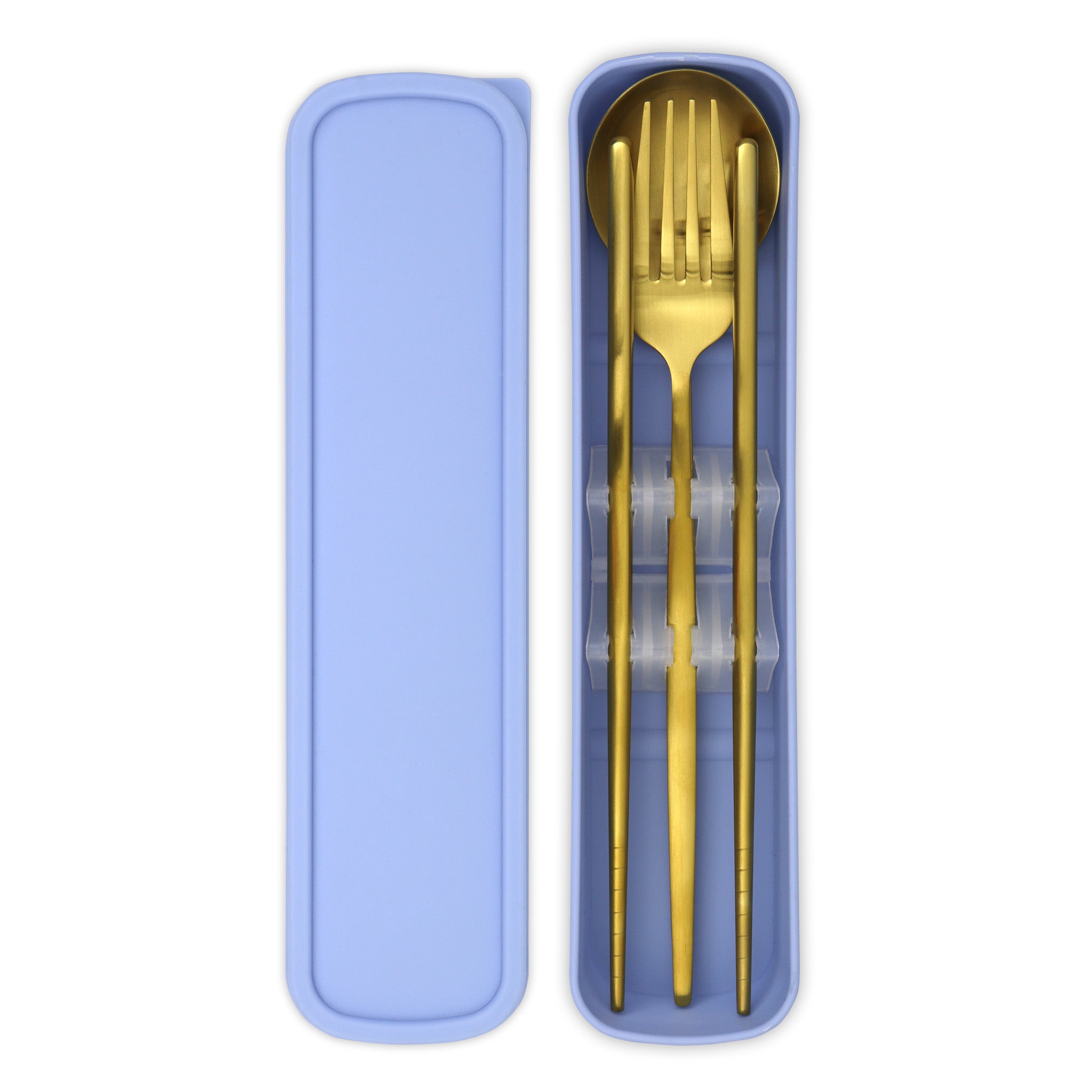 Travel Cutlery Box Set w/ Chopsticks (Satin Gold)